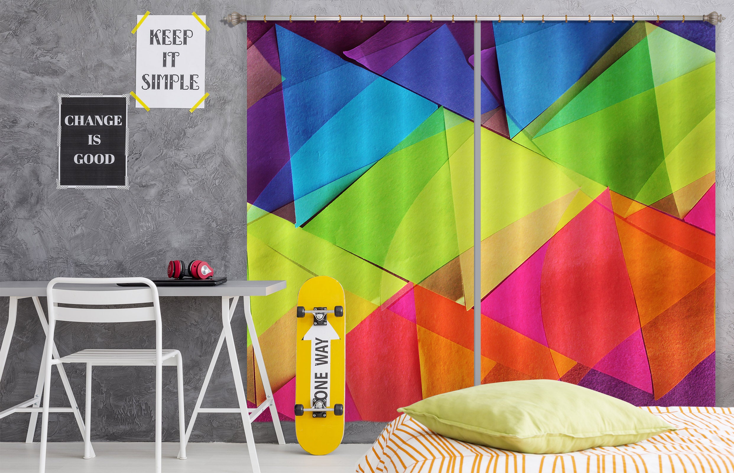 3D Colored Triangle 70092 Shandra Smith Curtain Curtains Drapes