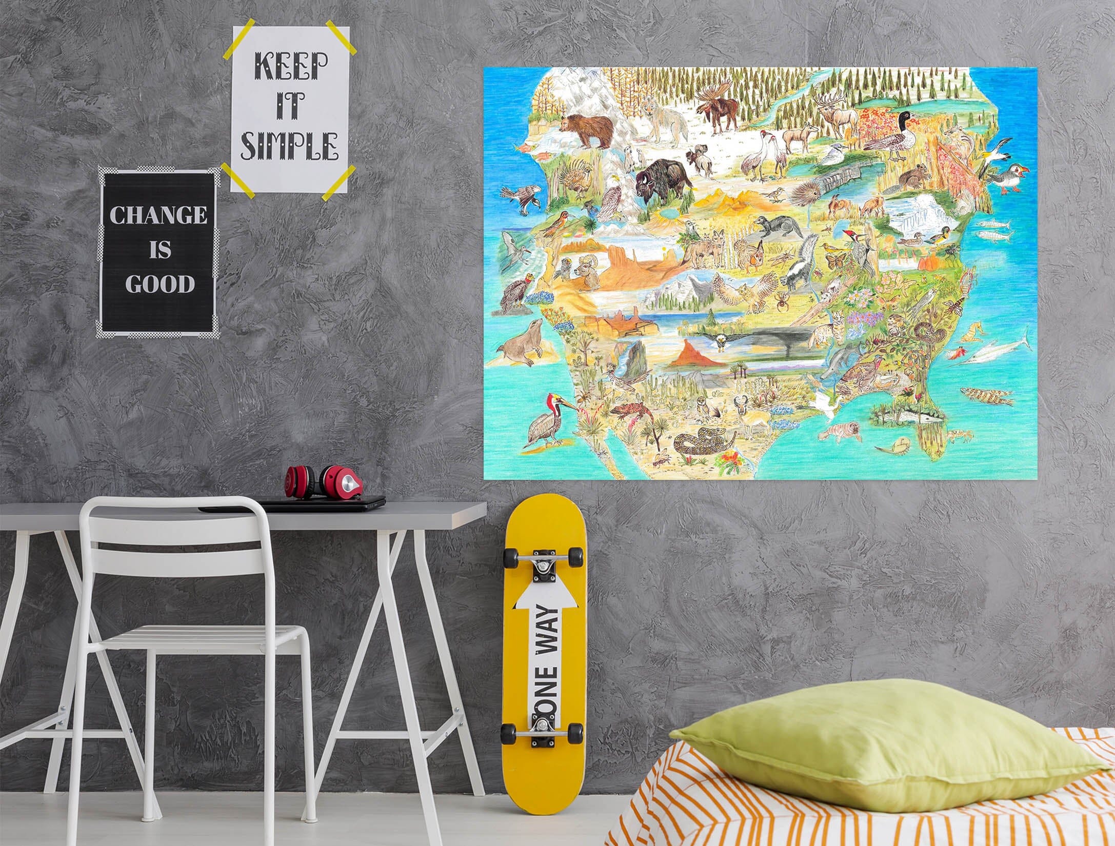 3D Animal Map 024 Michael Sewell Wall Sticker Wallpaper AJ Wallpaper 2 