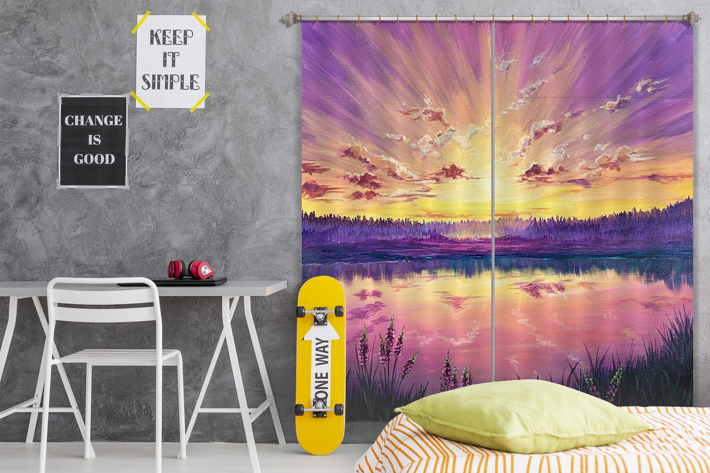 3D Sky Lake Surface 1722 Marina Zotova Curtain Curtains Drapes