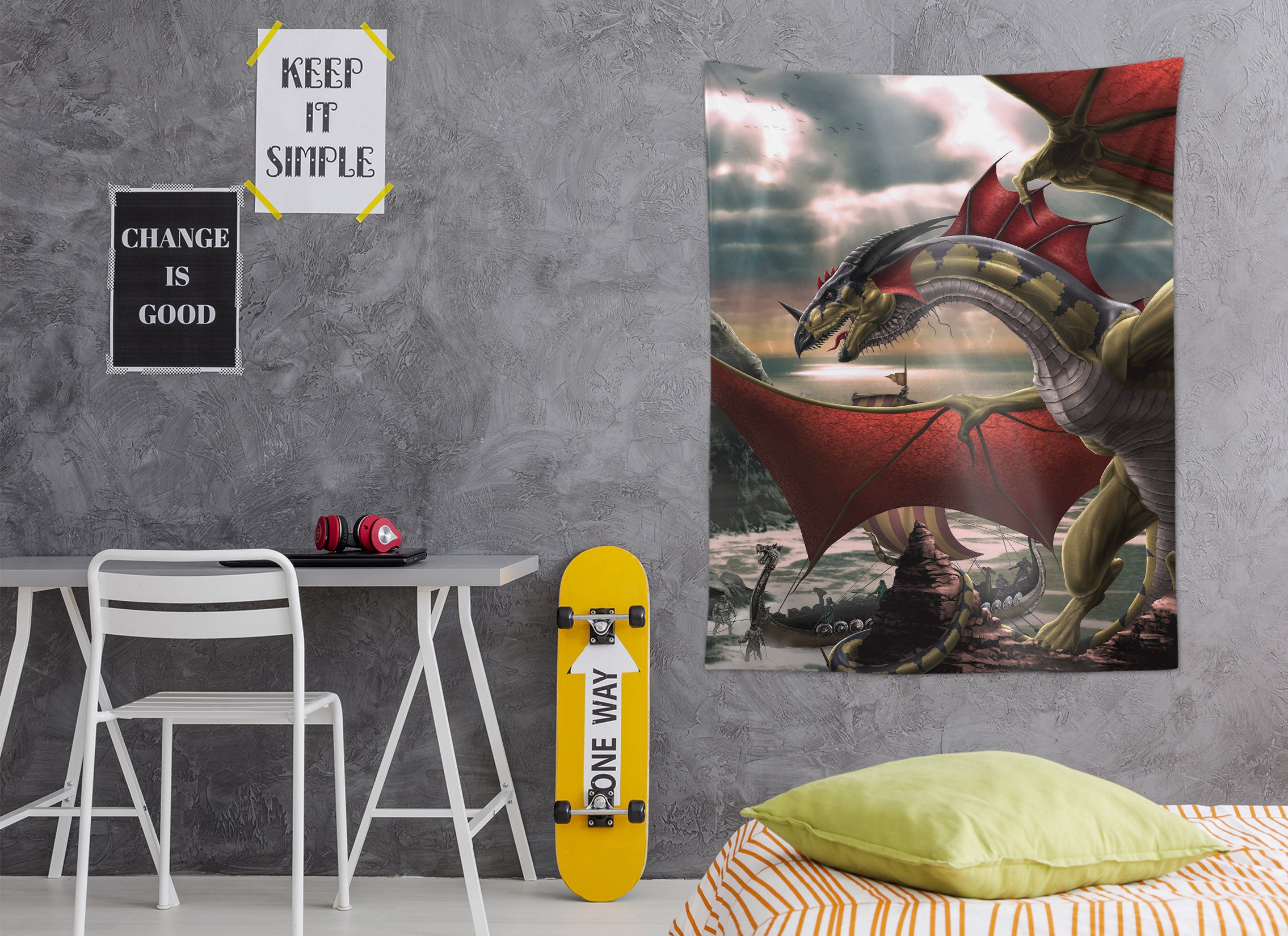 3D Wing Flying Dragon 121162 Tom Wood Tapestry Hanging Cloth Hang