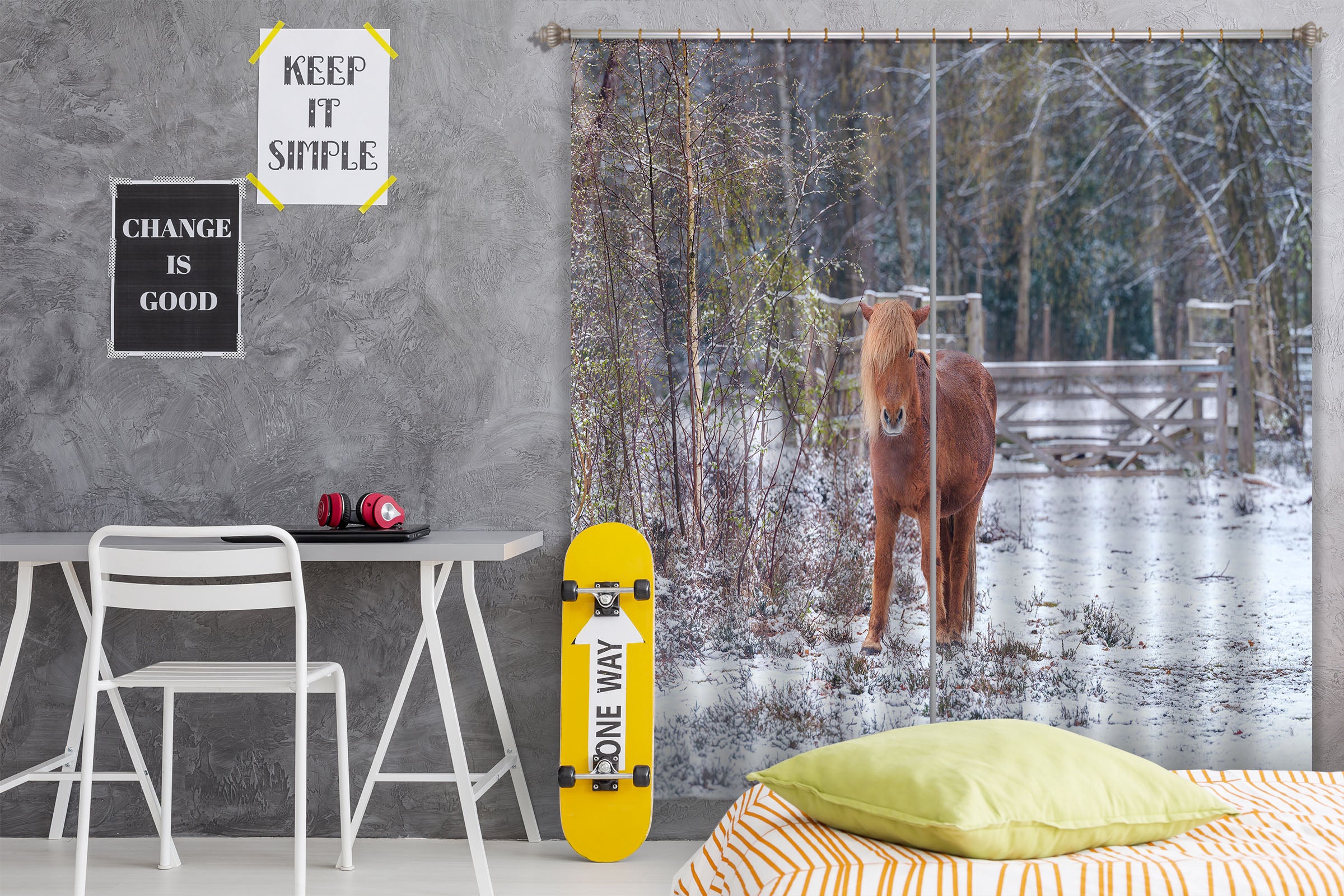 3D Brown Pony 6377 Assaf Frank Curtain Curtains Drapes