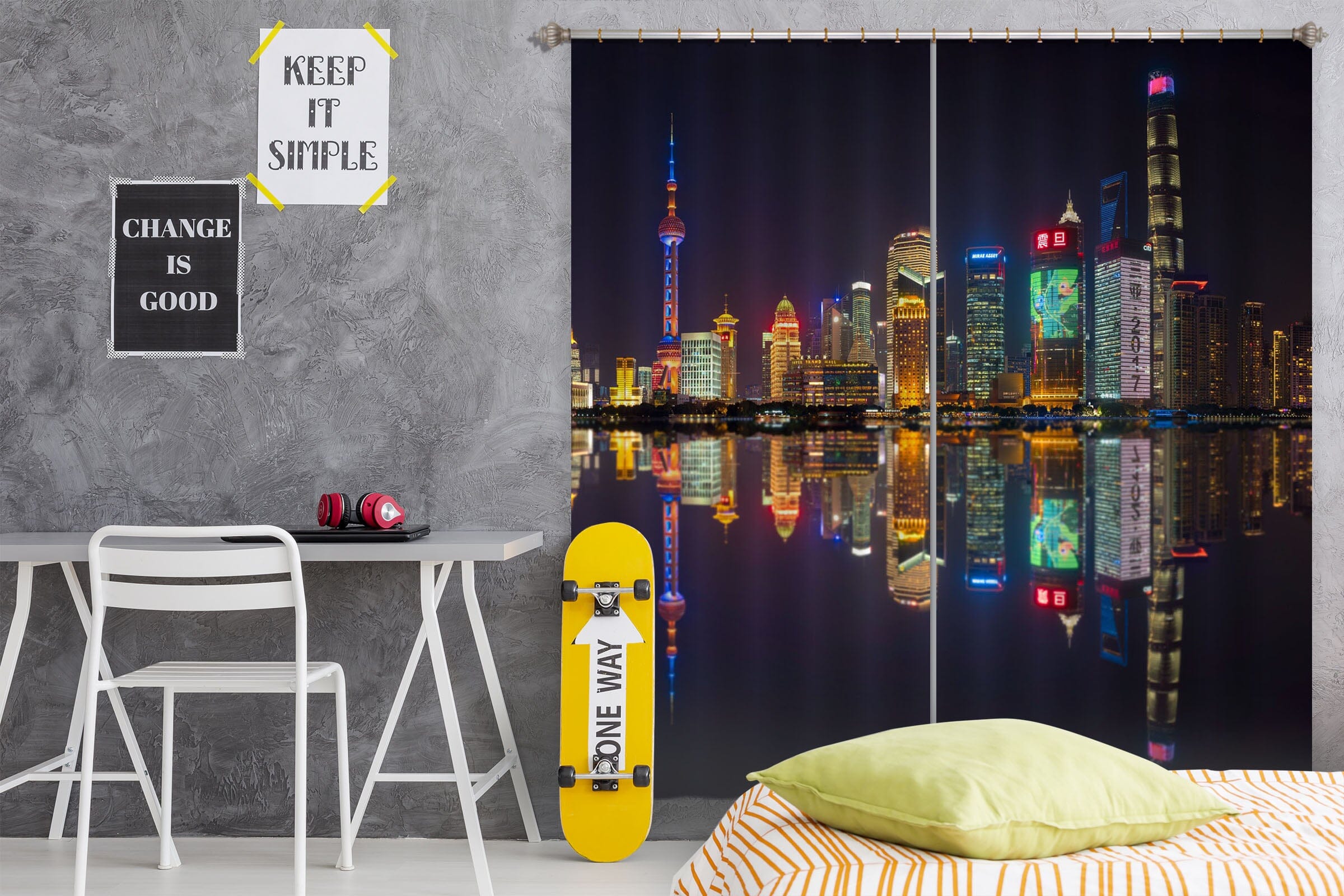 3D City River 128 Marco Carmassi Curtain Curtains Drapes Curtains AJ Creativity Home 