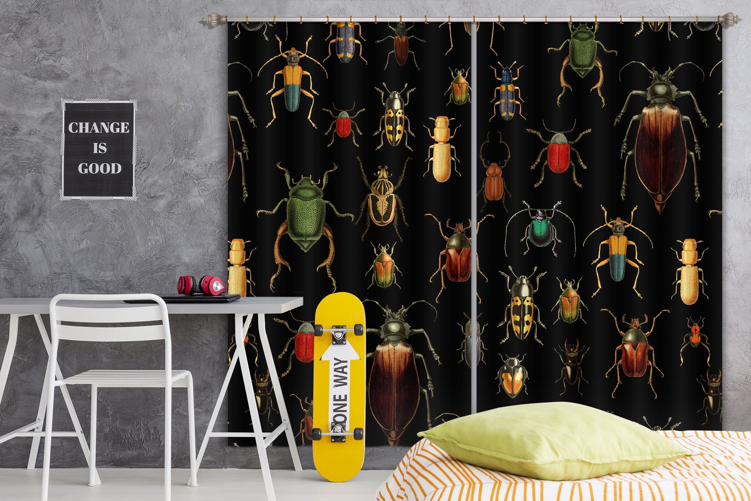 3D Colored Bug 121 Uta Naumann Curtain Curtains Drapes Curtains AJ Creativity Home 