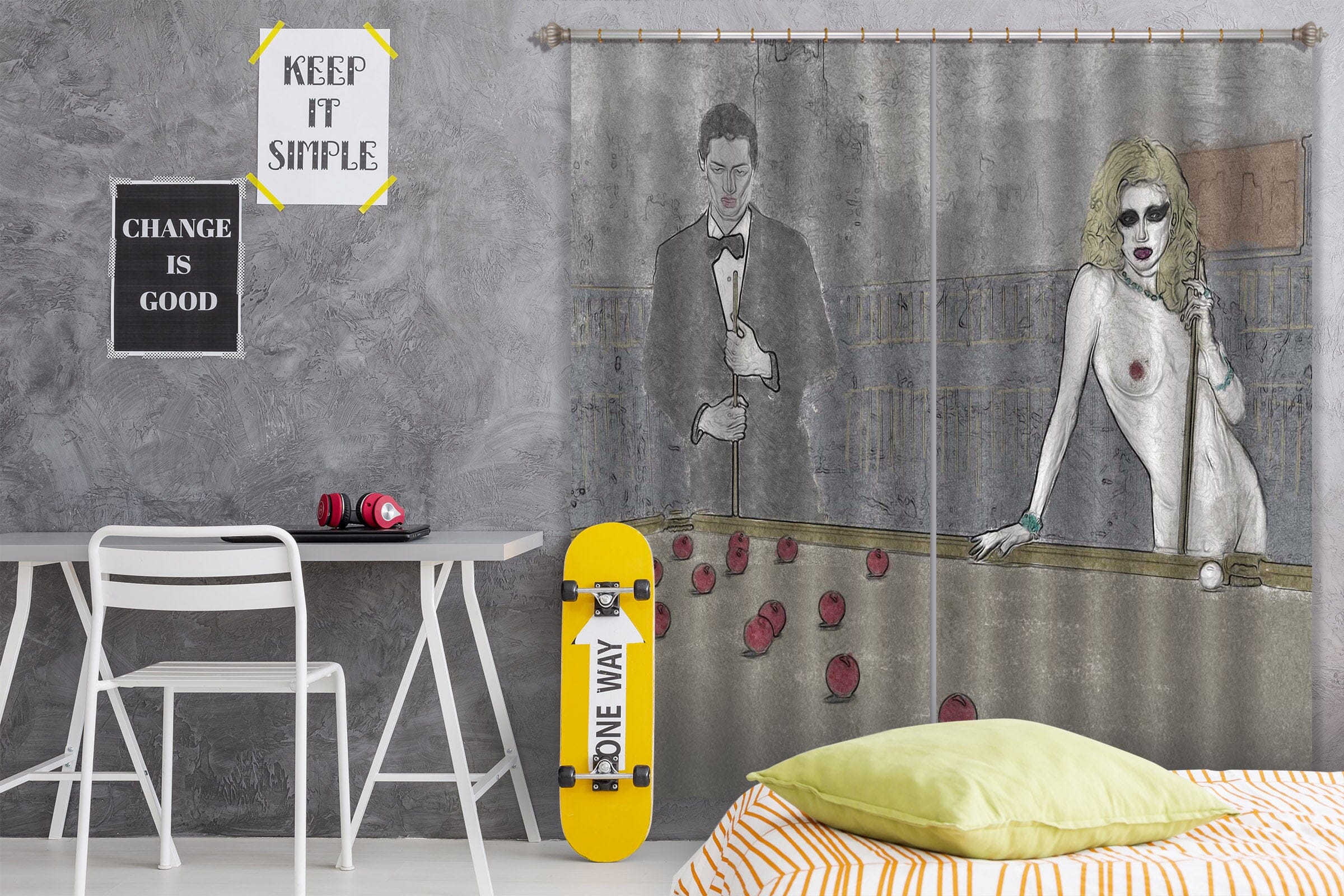 3D Red Billiard 046 Marco Cavazzana Curtain Curtains Drapes Curtains AJ Creativity Home 