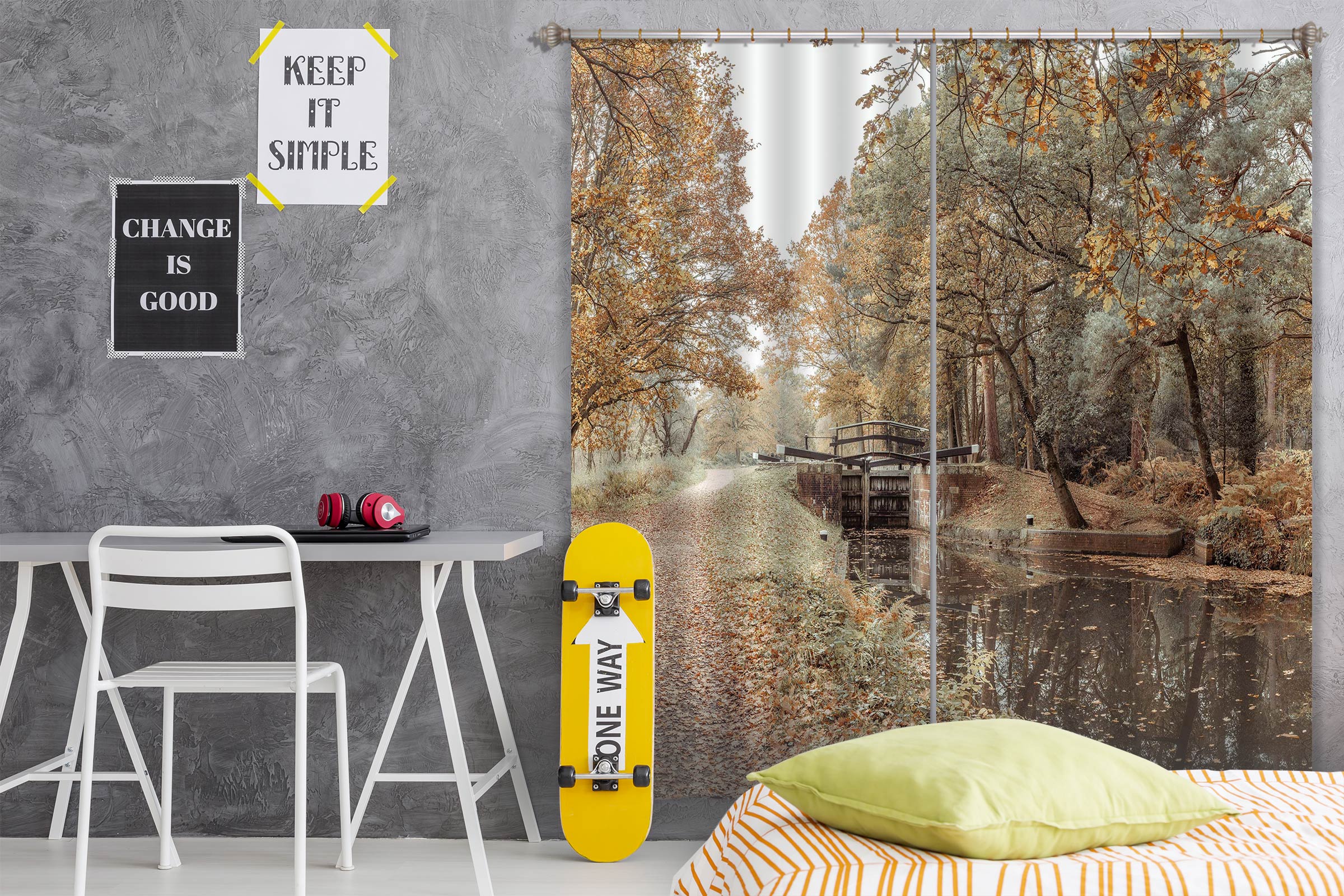 3D River Bridge 073 Assaf Frank Curtain Curtains Drapes