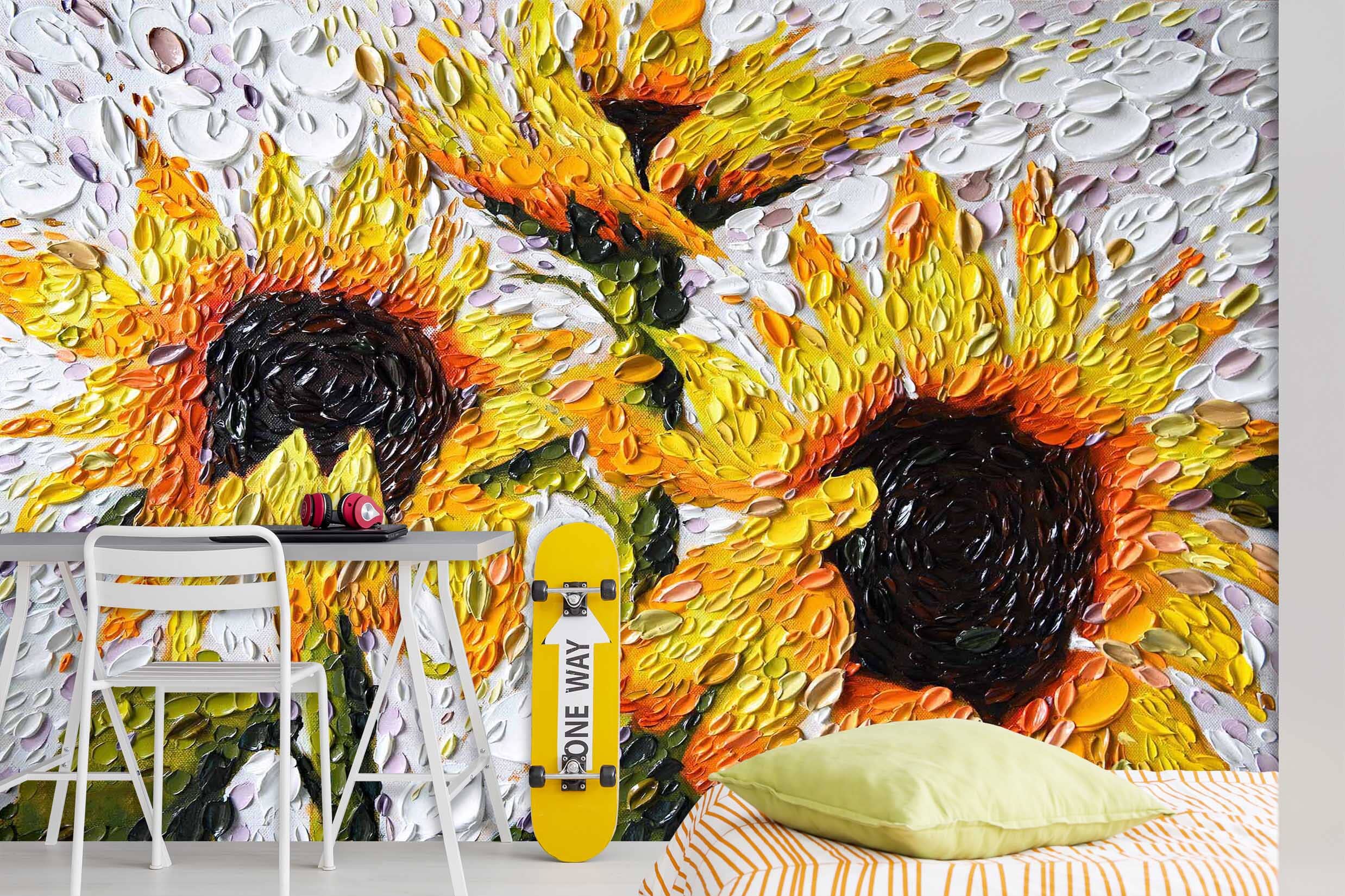 3D Sunflower 1404 Dena Tollefson Wall Mural Wall Murals Wallpaper AJ Wallpaper 2 