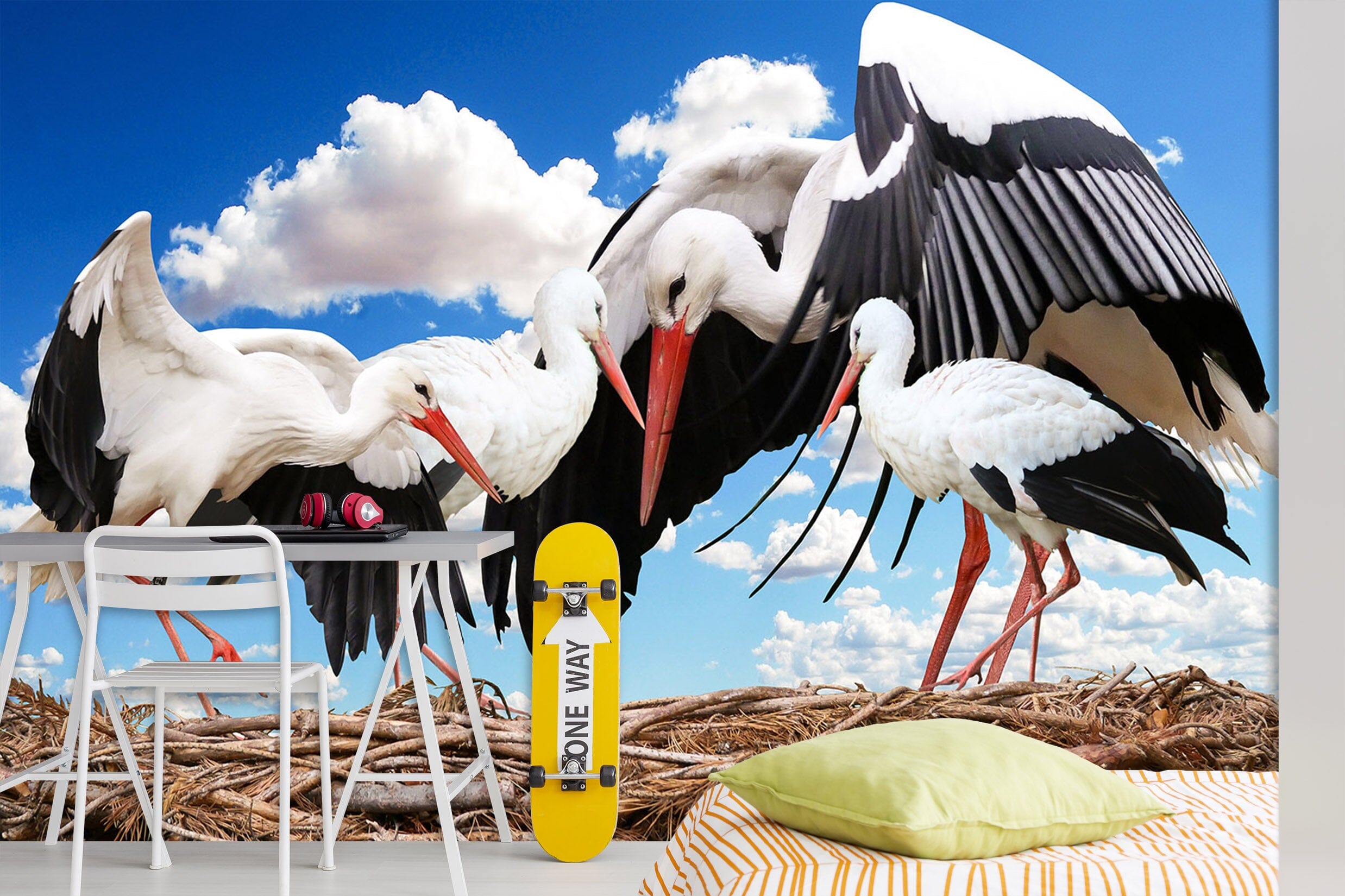 3D White Stork 133 Wall Murals Wallpaper AJ Wallpaper 2 
