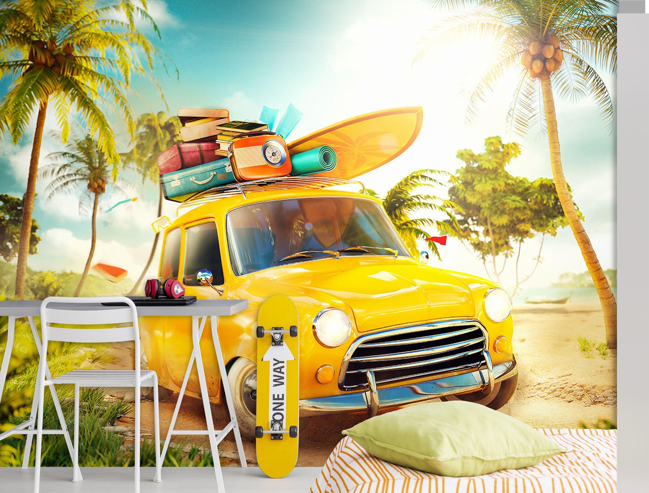 3D Forest Luggage Cart 319 Vehicle Wall Murals