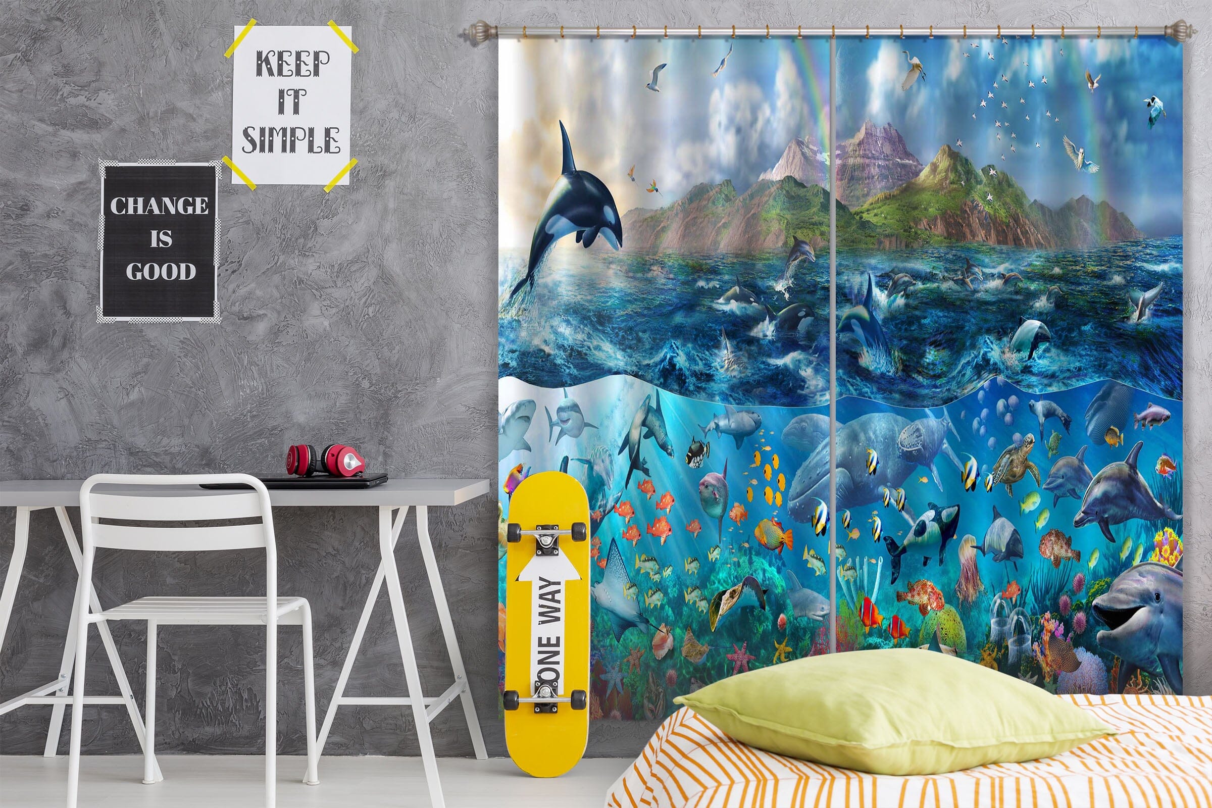 3D Ocean Panorama 048 Adrian Chesterman Curtain Curtains Drapes Curtains AJ Creativity Home 