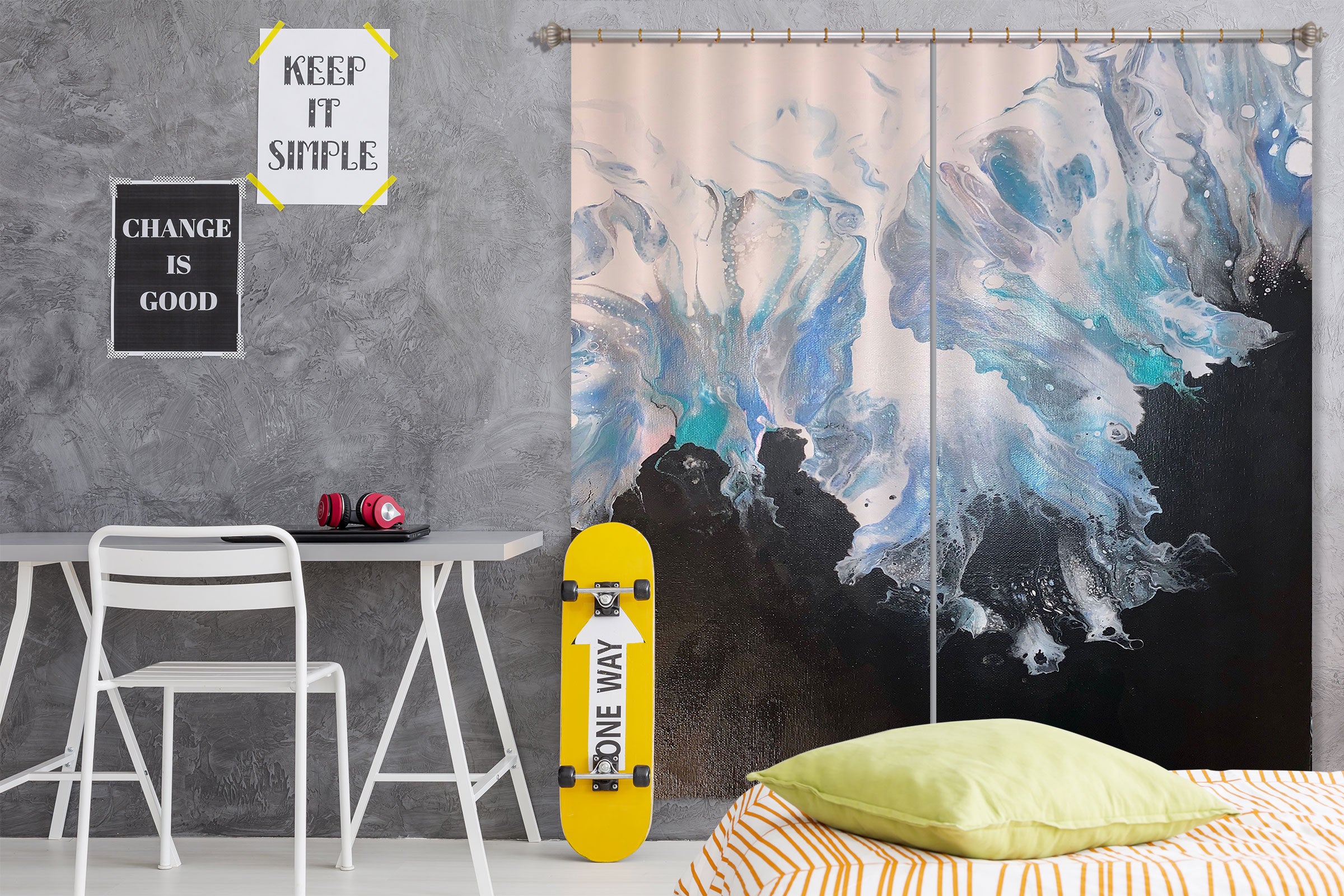 3D Black Blue Texture 8146 Valerie Latrice Curtain Curtains Drapes