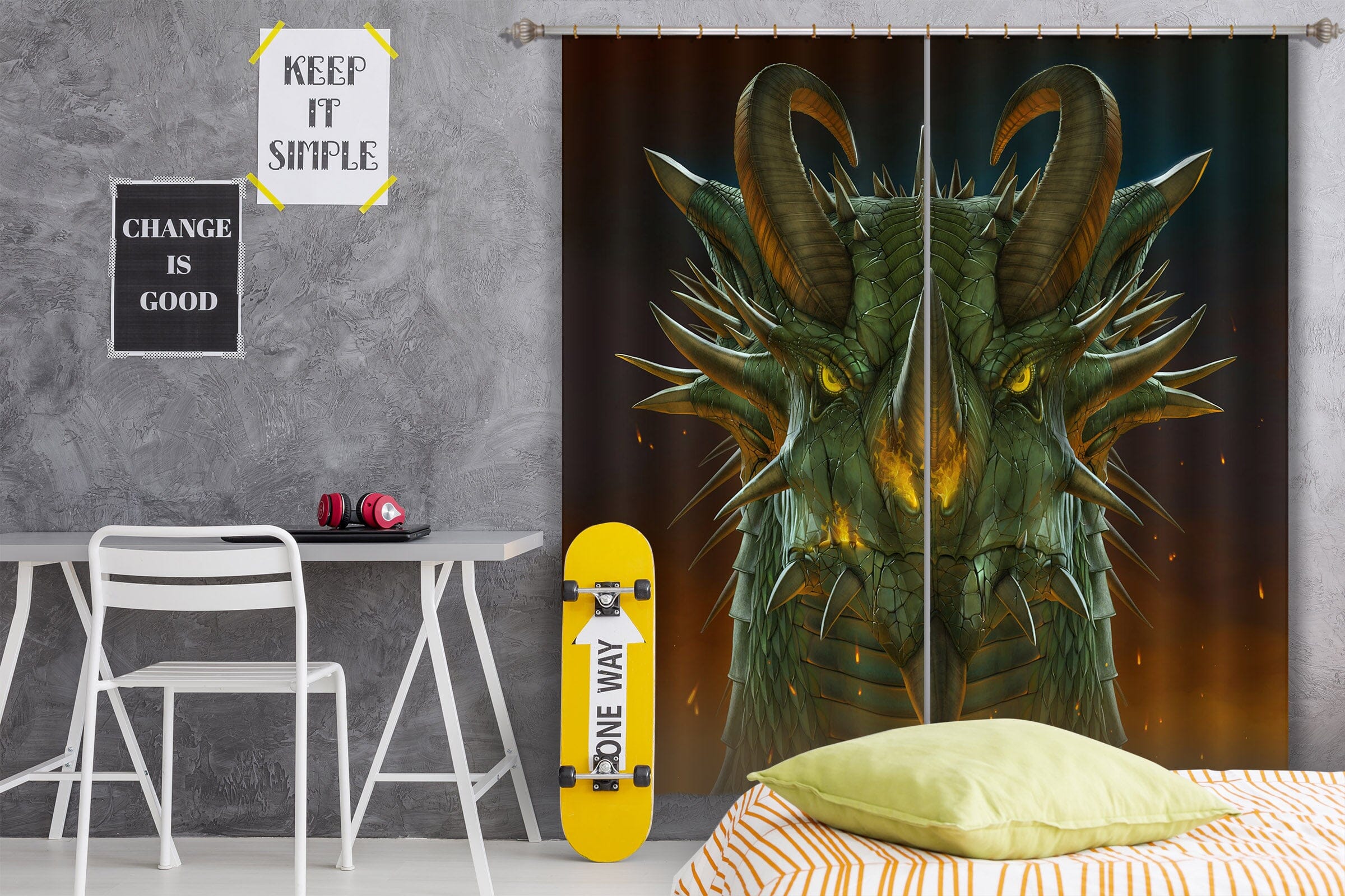 3D Dragon Portrait 034 Vincent Hie Curtain Curtains Drapes Curtains AJ Creativity Home 