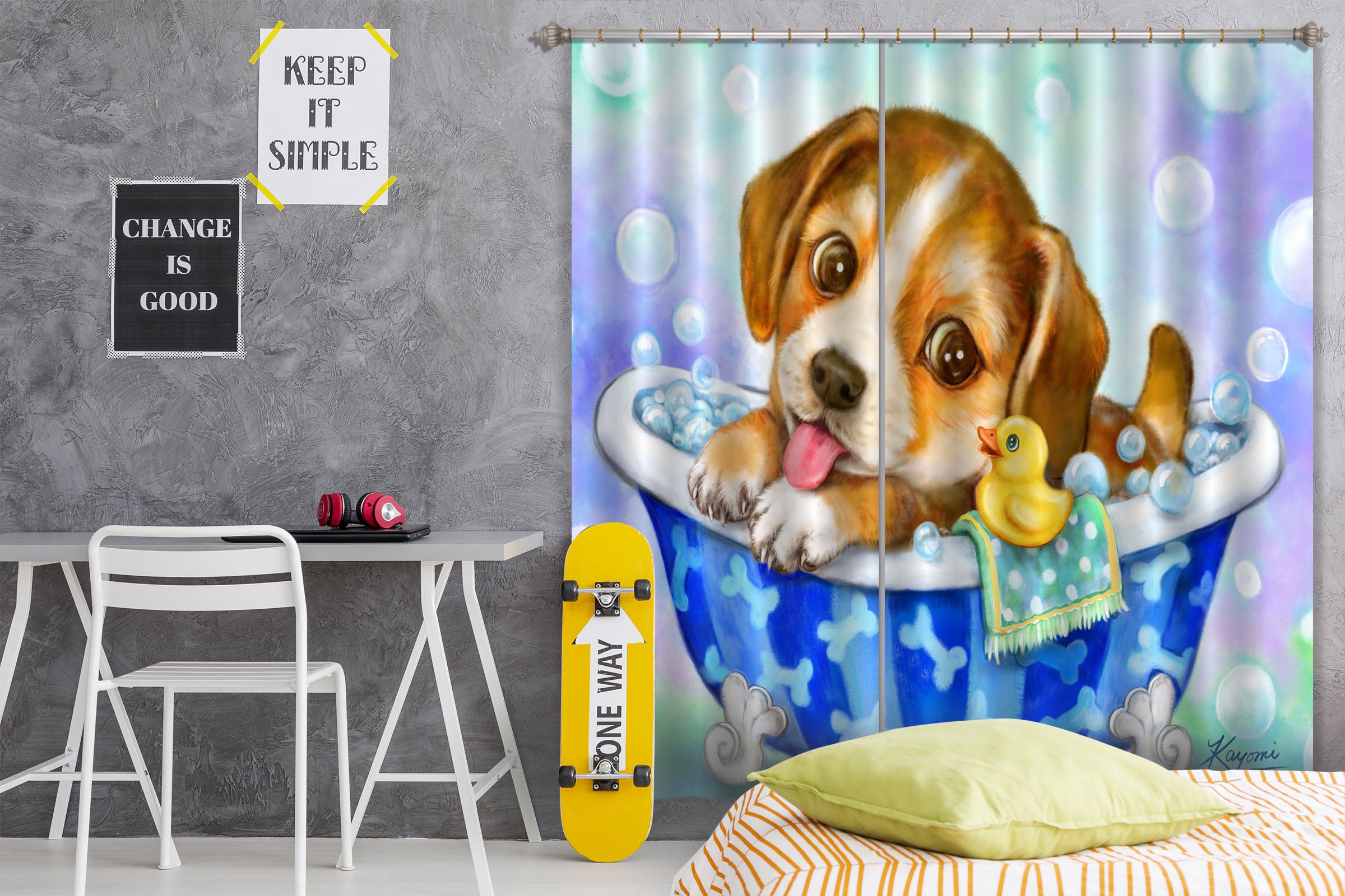 3D Bathtub Pet Dog 9011 Kayomi Harai Curtain Curtains Drapes