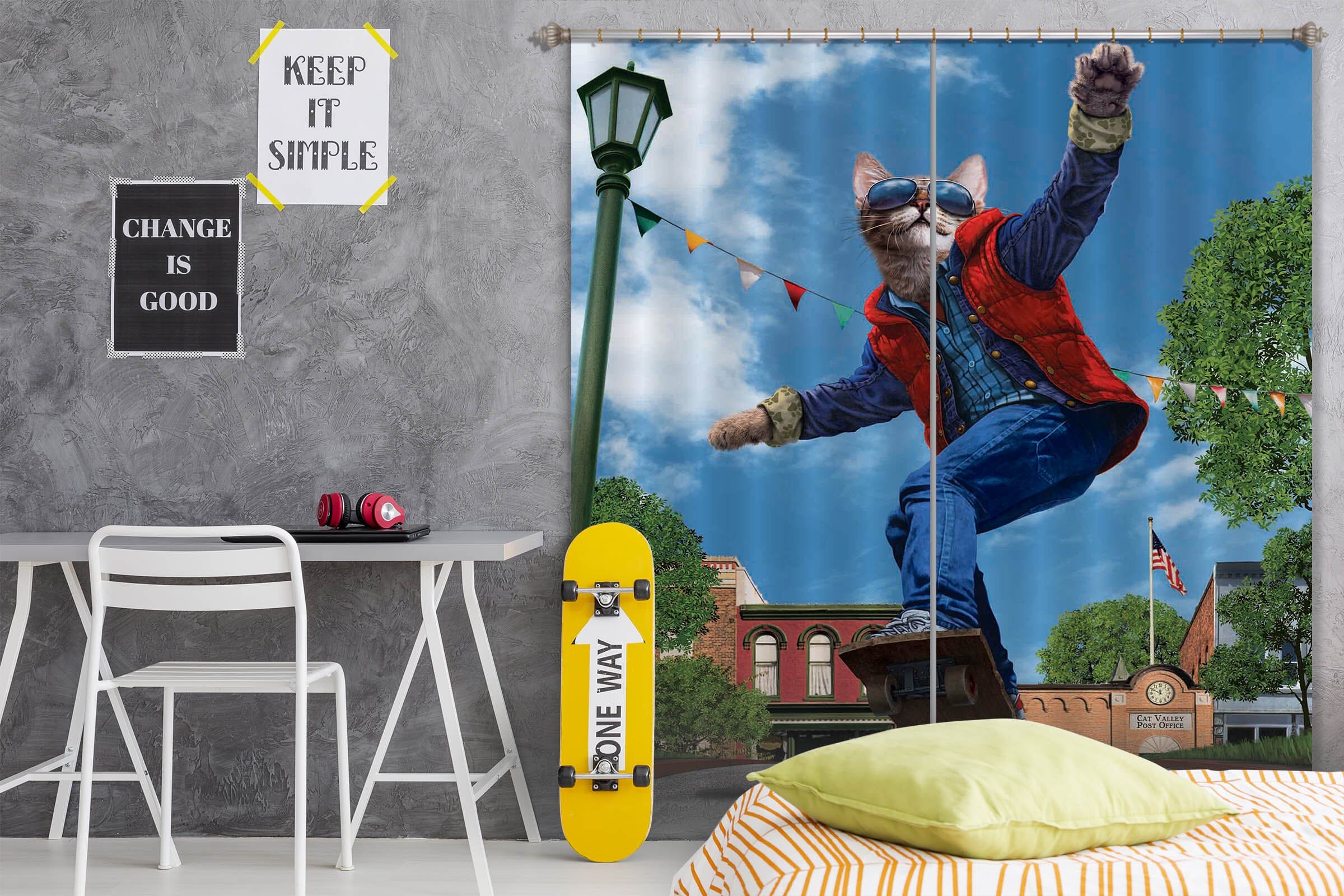 3D Skateboard Boy 018 Vincent Hie Curtain Curtains Drapes Curtains AJ Creativity Home 