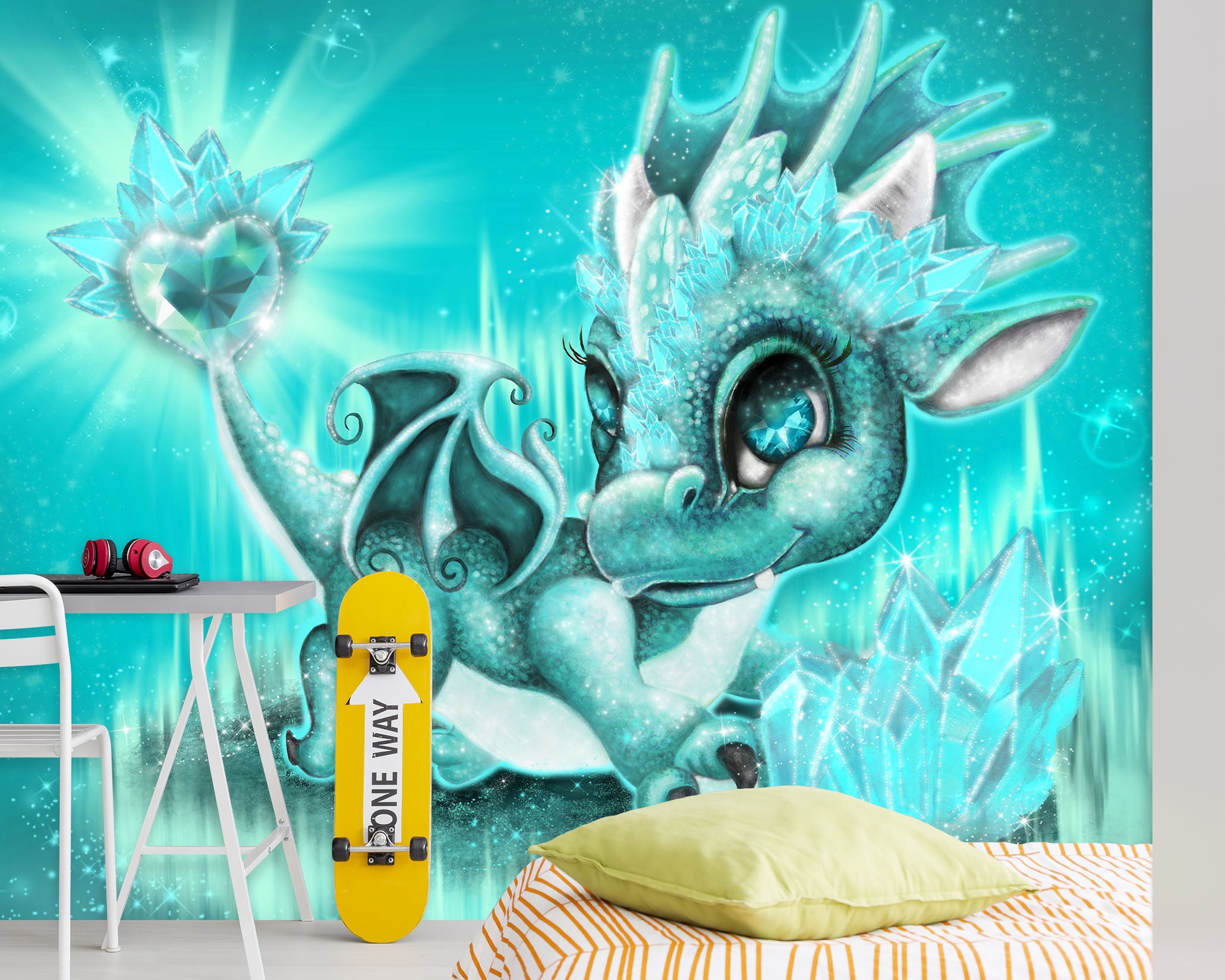 3D Blue Crystal Dragon 8407 Sheena Pike Wall Mural Wall Murals