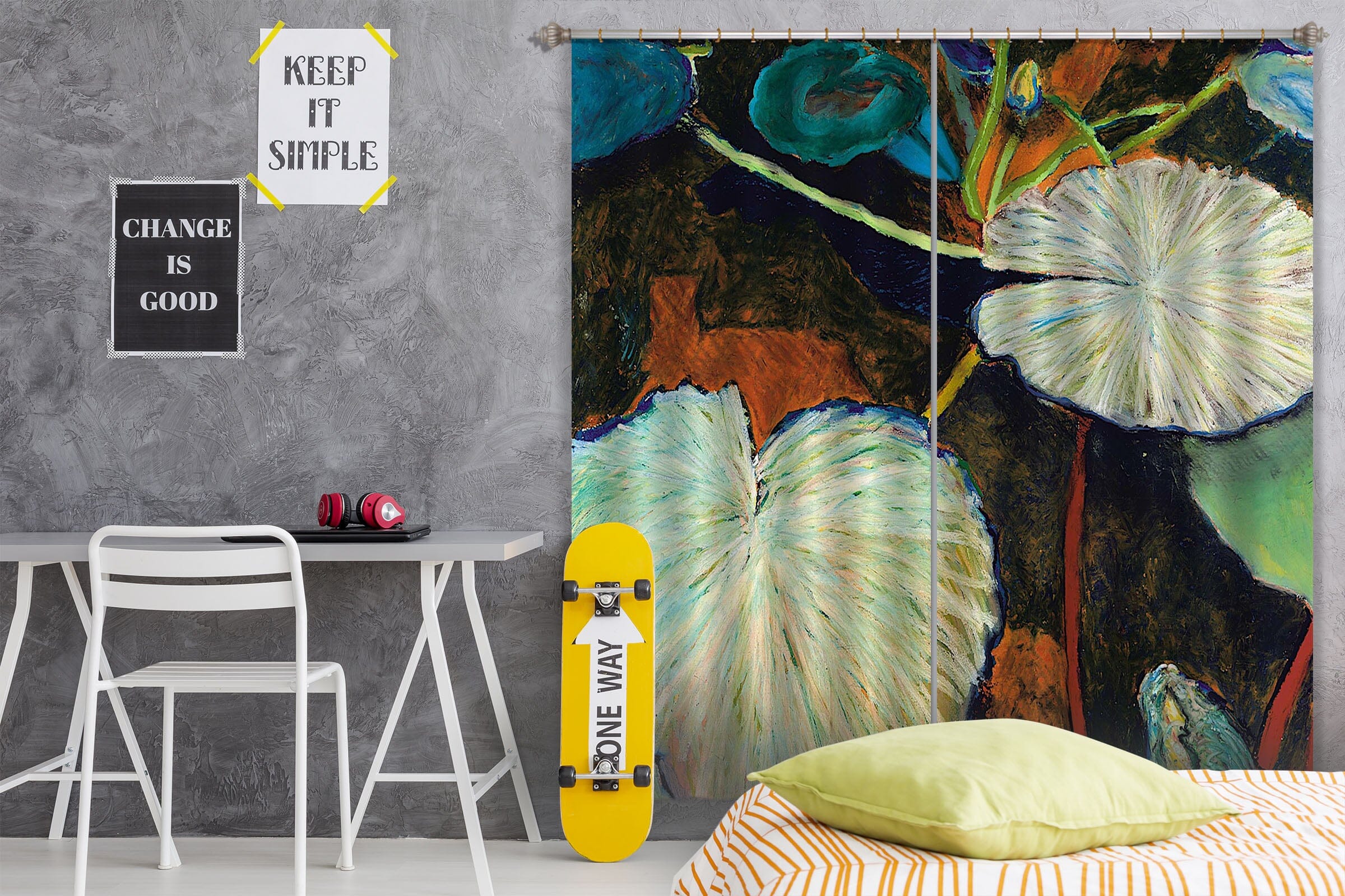 3D Painted Lotus Leaf 282 Allan P. Friedlander Curtain Curtains Drapes Curtains AJ Creativity Home 