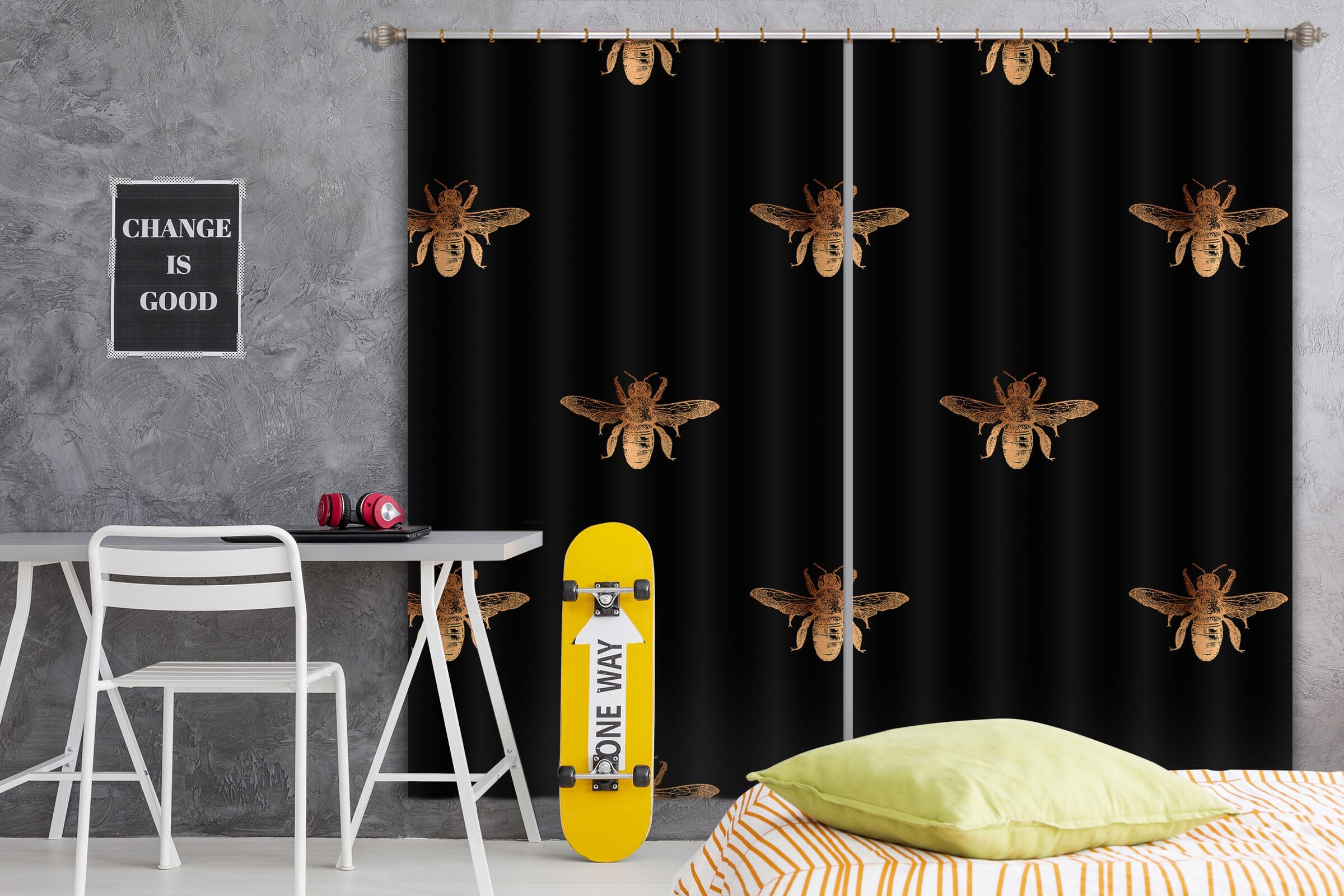 3D Golden Firefly 139 Uta Naumann Curtain Curtains Drapes Curtains AJ Creativity Home 