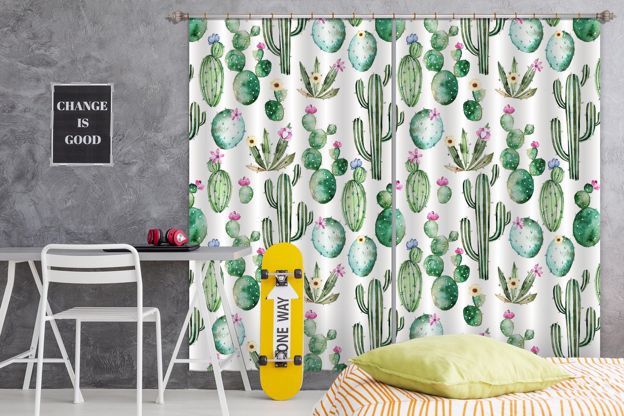 3D Cactus Pattern 251 Uta Naumann Curtain Curtains Drapes