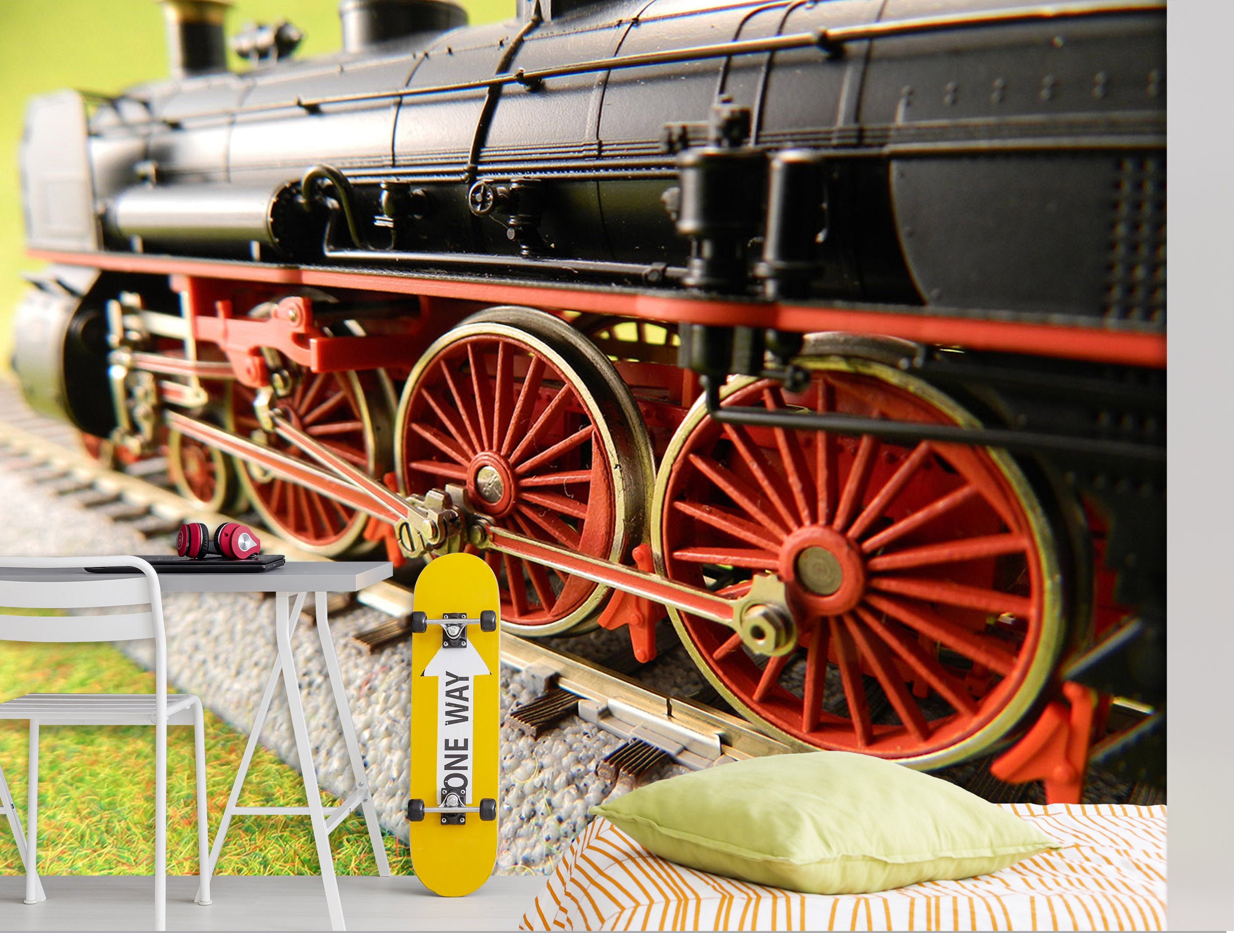 3D Red Train Wheel 248 Vehicle Wall Murals