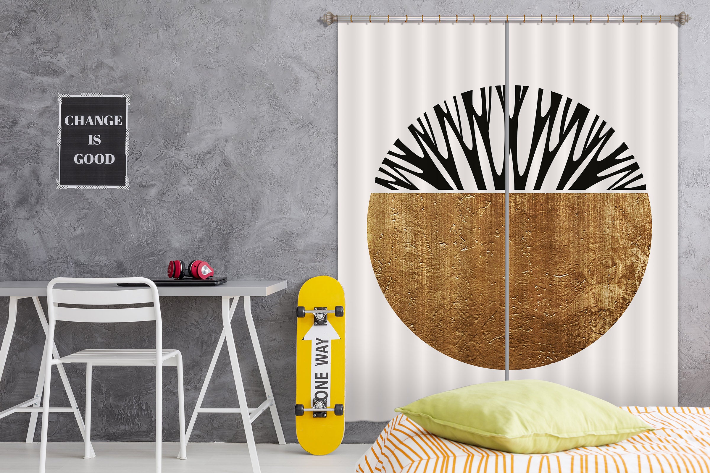 3D Brown Round 1007 Boris Draschoff Curtain Curtains Drapes