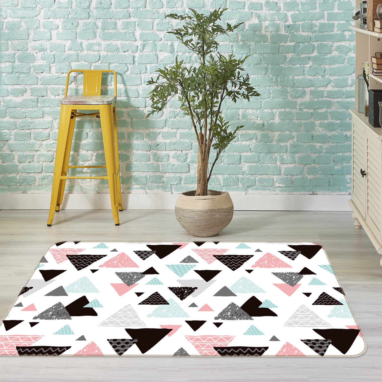 3D Triangle Pattern 35042 Non Slip Rug Mat