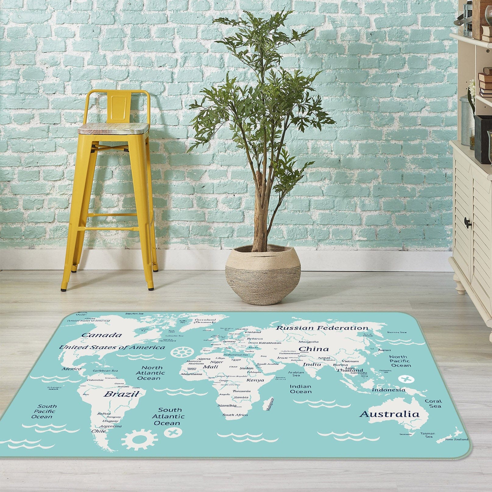 3D White Soil 233 World Map Non Slip Rug Mat Mat AJ Creativity Home 