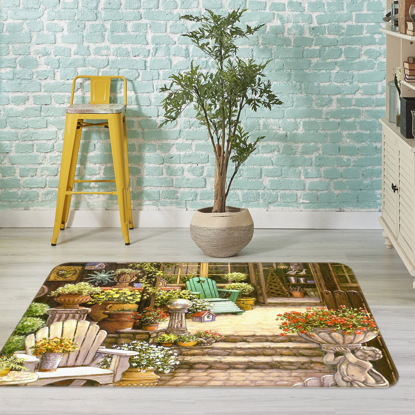 3D Flower Pot 33169 Non Slip Rug Mat