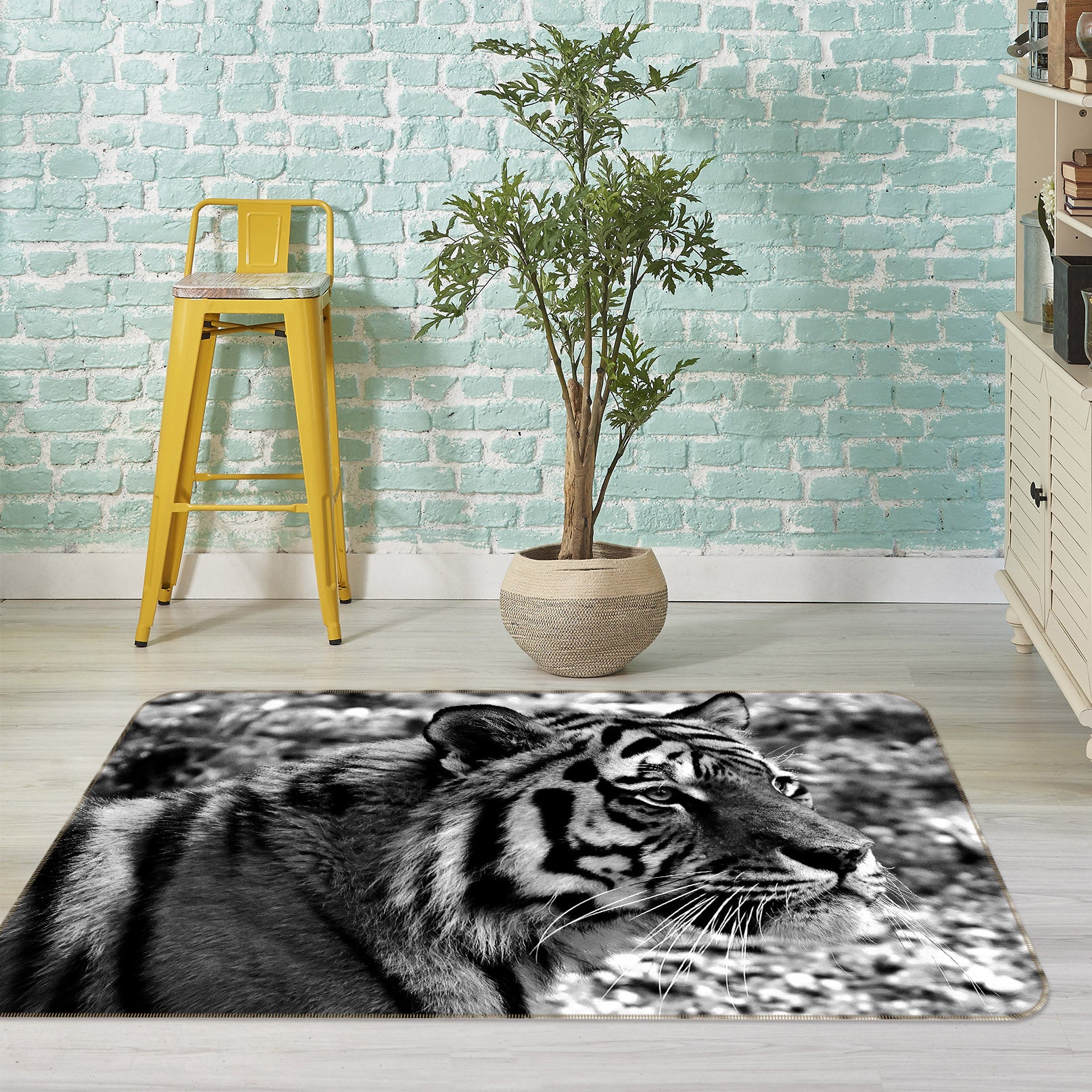 3D Black Tiger 143 Animal Non Slip Rug Mat
