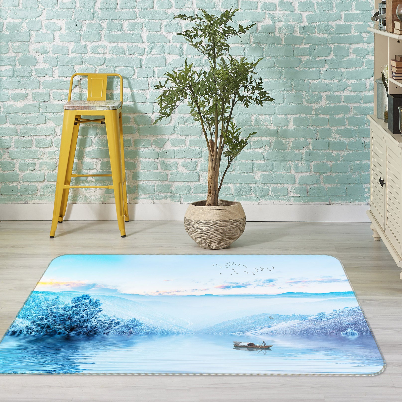 3D Lake Vessel 65147 Non Slip Rug Mat