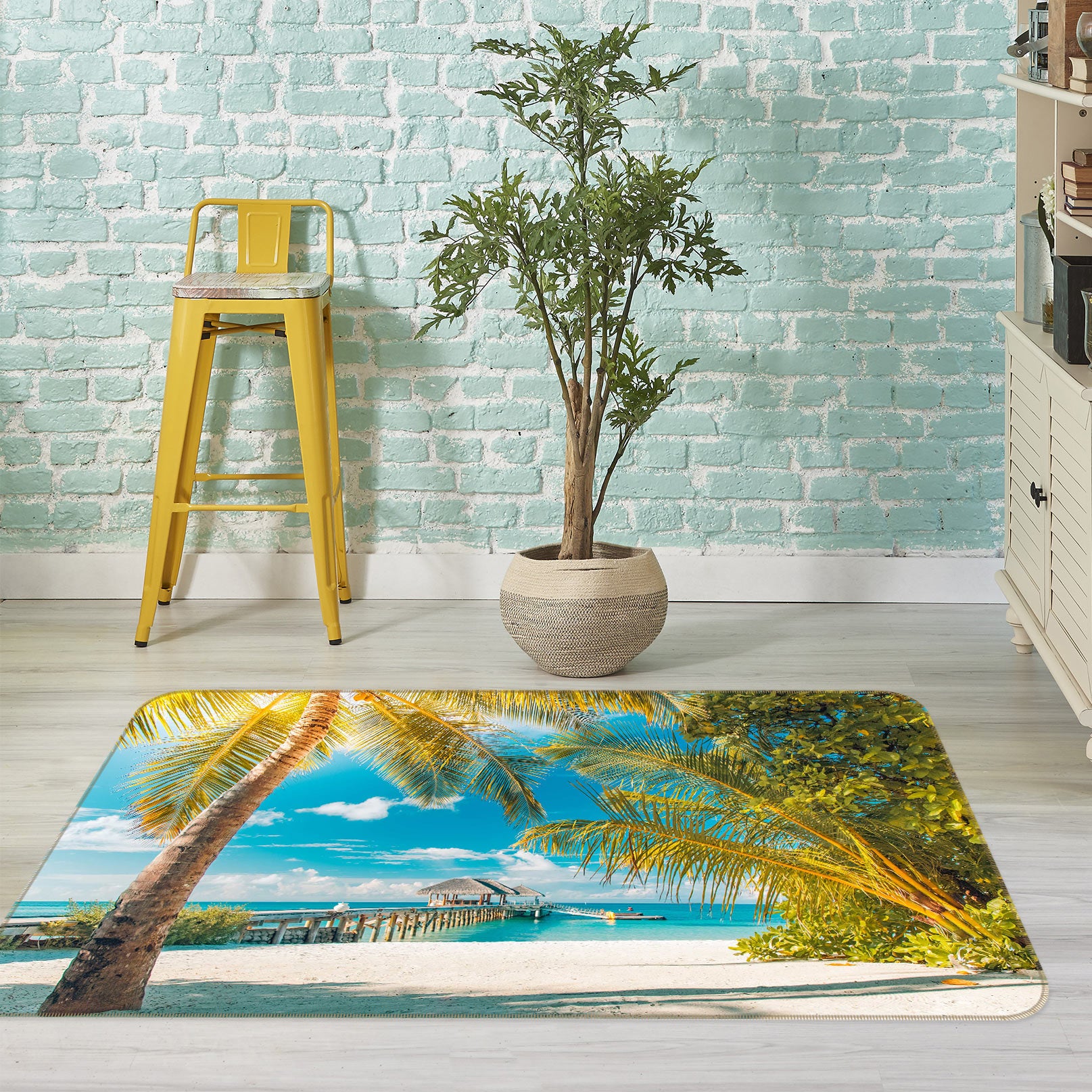 3D Coconut Tree 77152 Non Slip Rug Mat