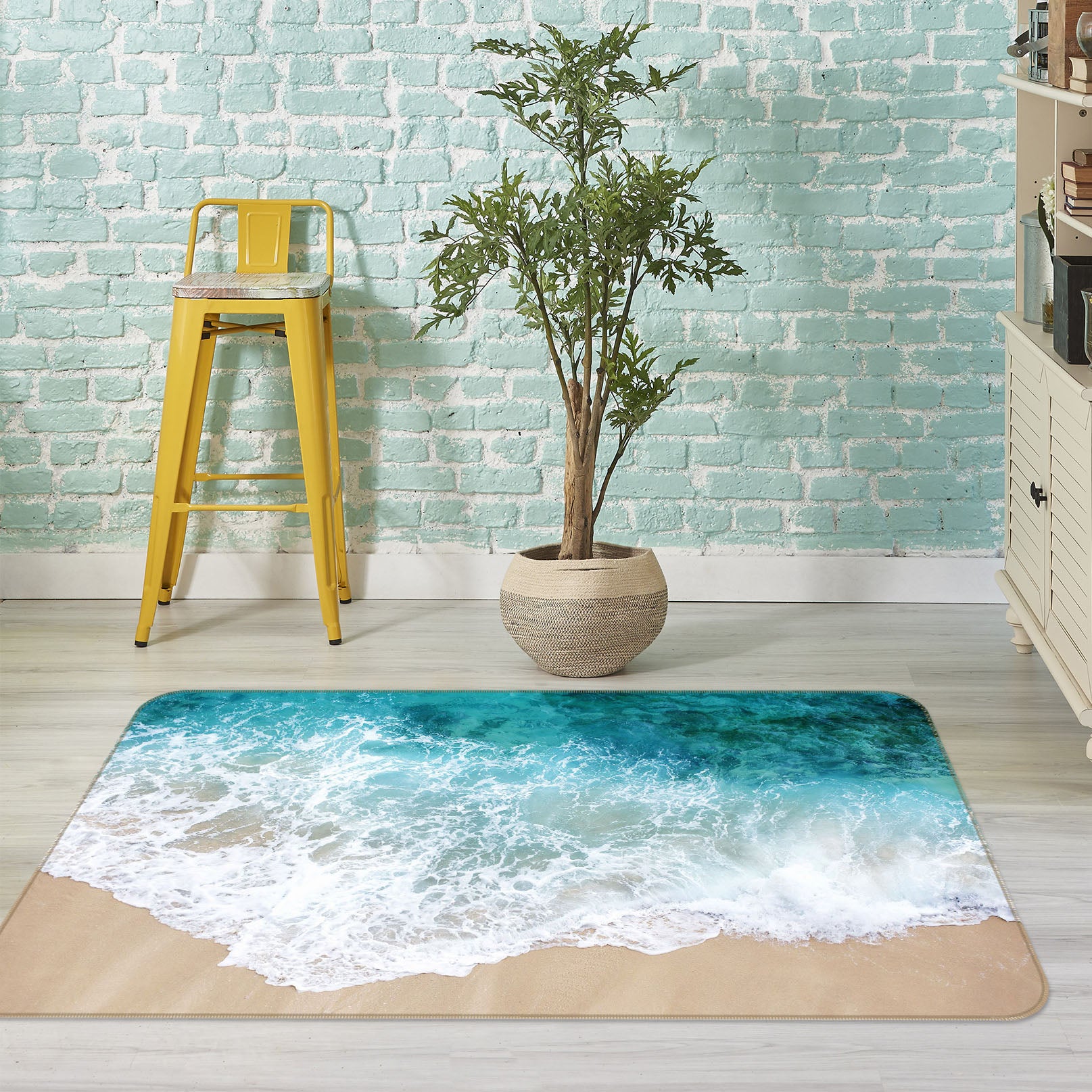 3D Waves Beach 36006 Non Slip Rug Mat