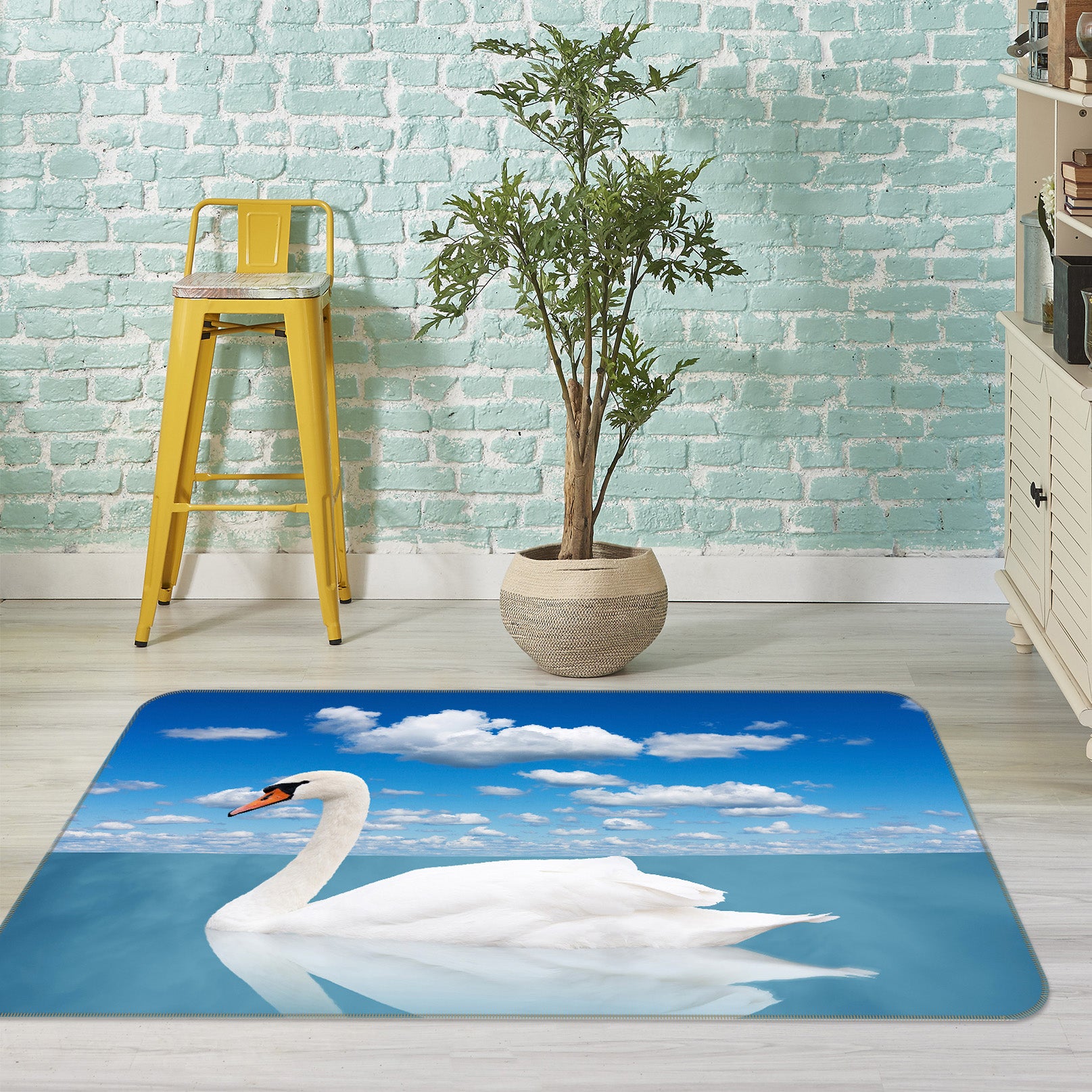 3D Swan Lake 080 Animal Non Slip Rug Mat