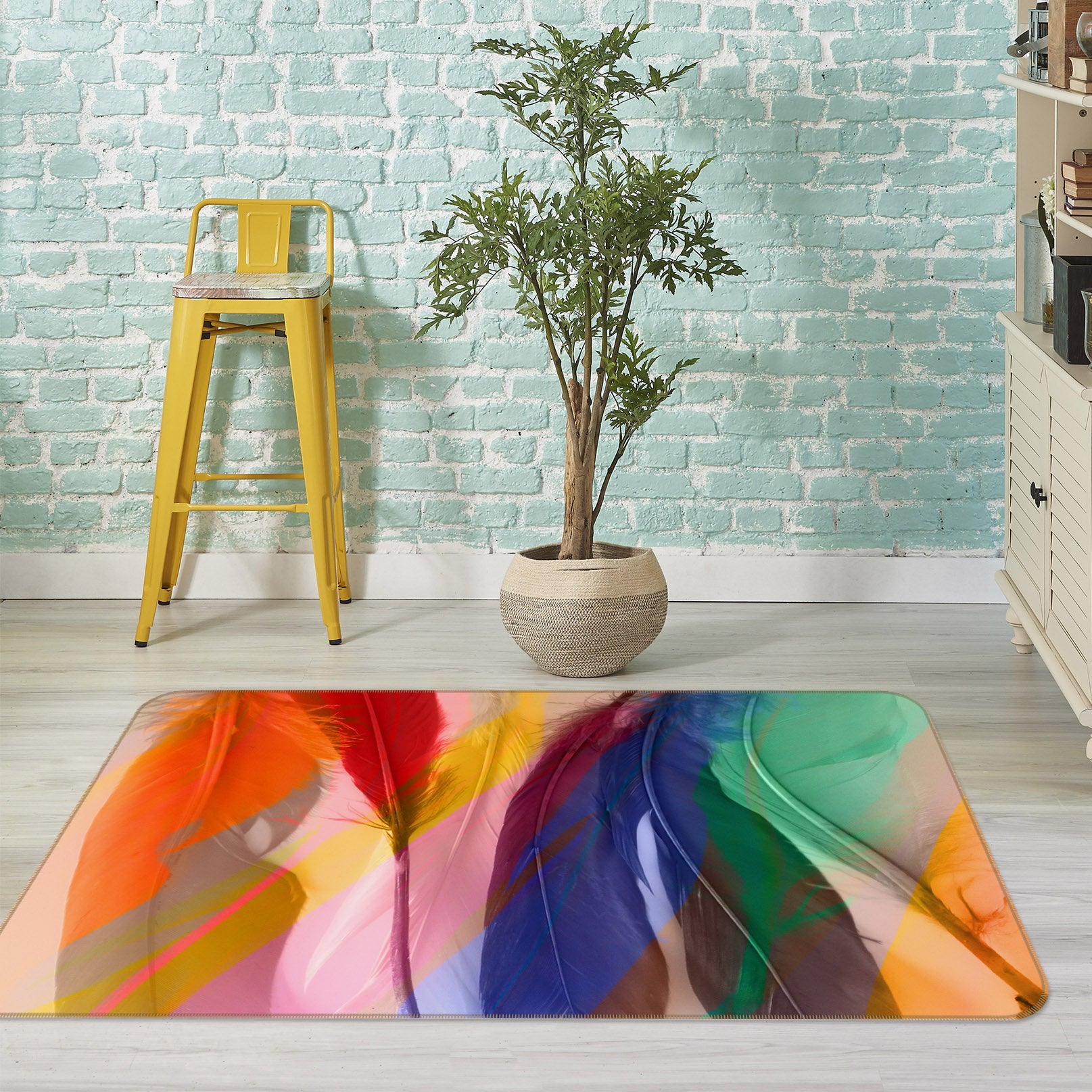 3D Colored Feathers 70049 Shandra Smith Rug Non Slip Rug Mat