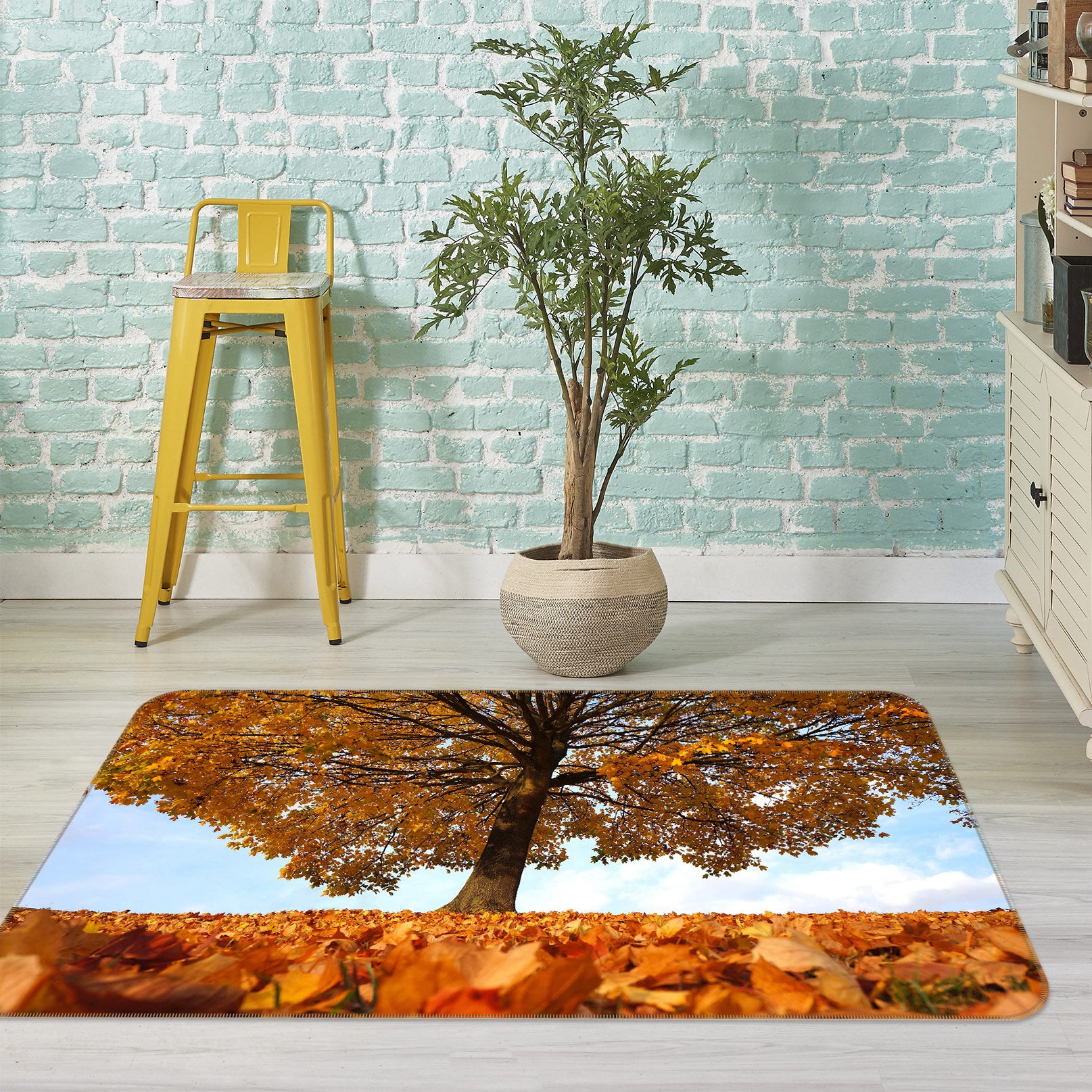 3D Tree Leaves 76258 Non Slip Rug Mat