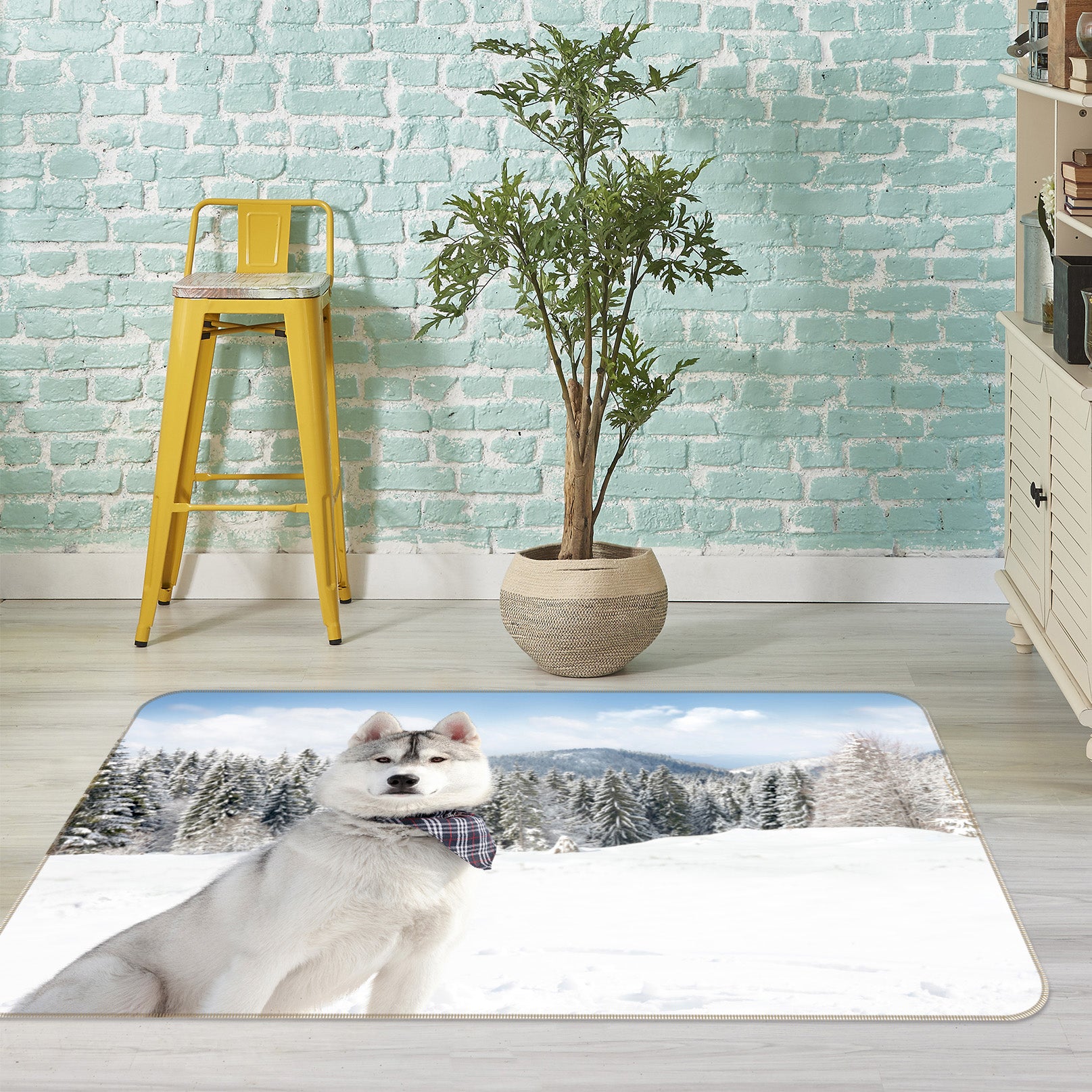 3D Snow Wolf Forest 078 Animal Non Slip Rug Mat