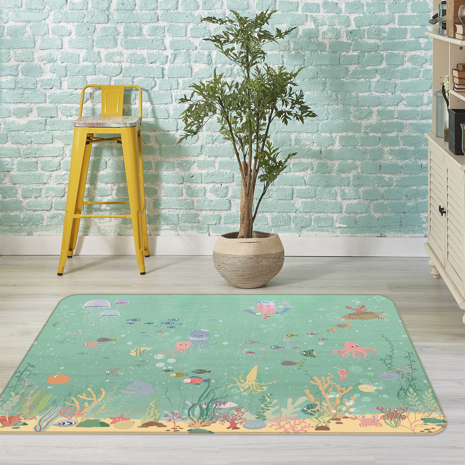 3D Seabed Fish 34044 Non Slip Rug Mat