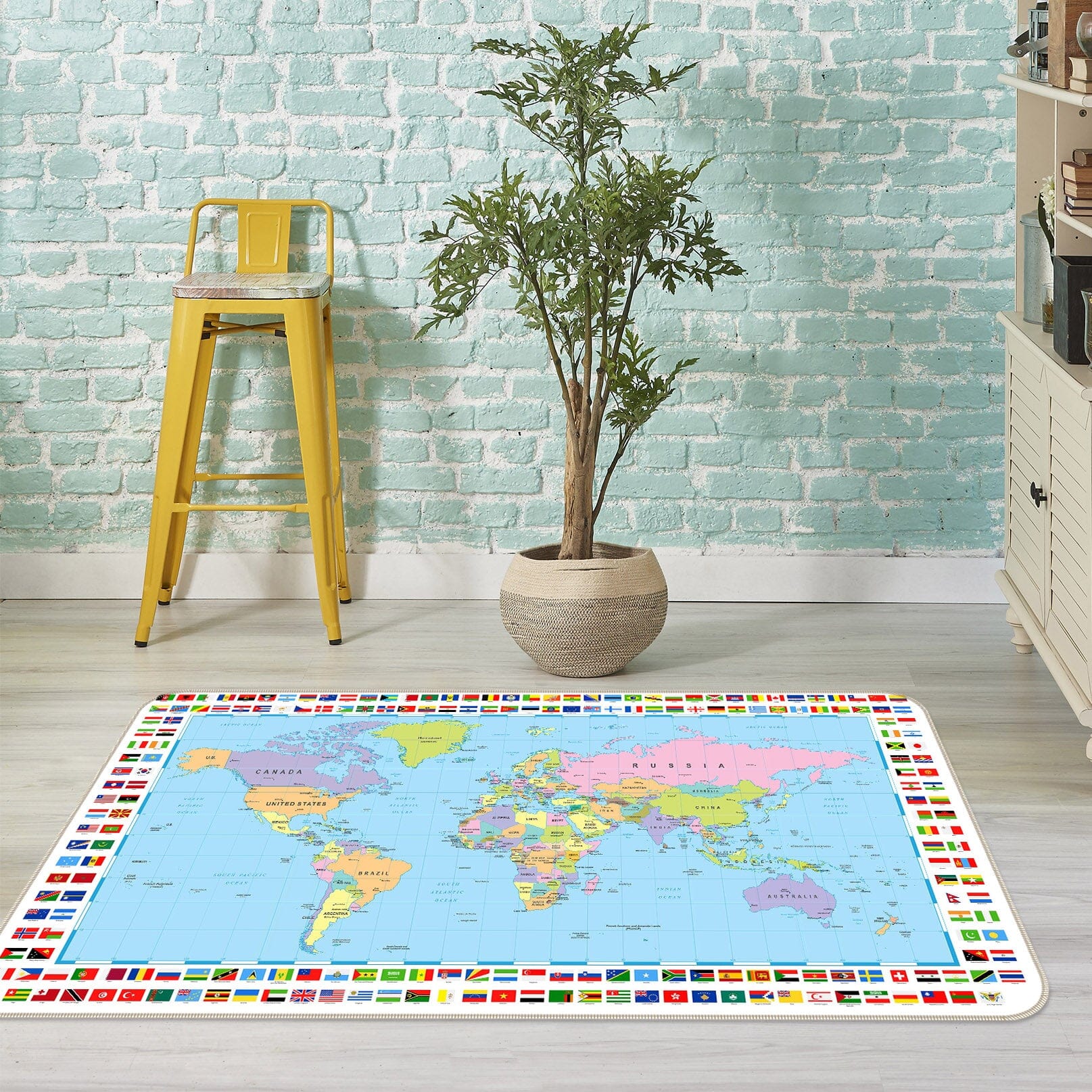 3D World Territory 256 World Map Non Slip Rug Mat Mat AJ Creativity Home 