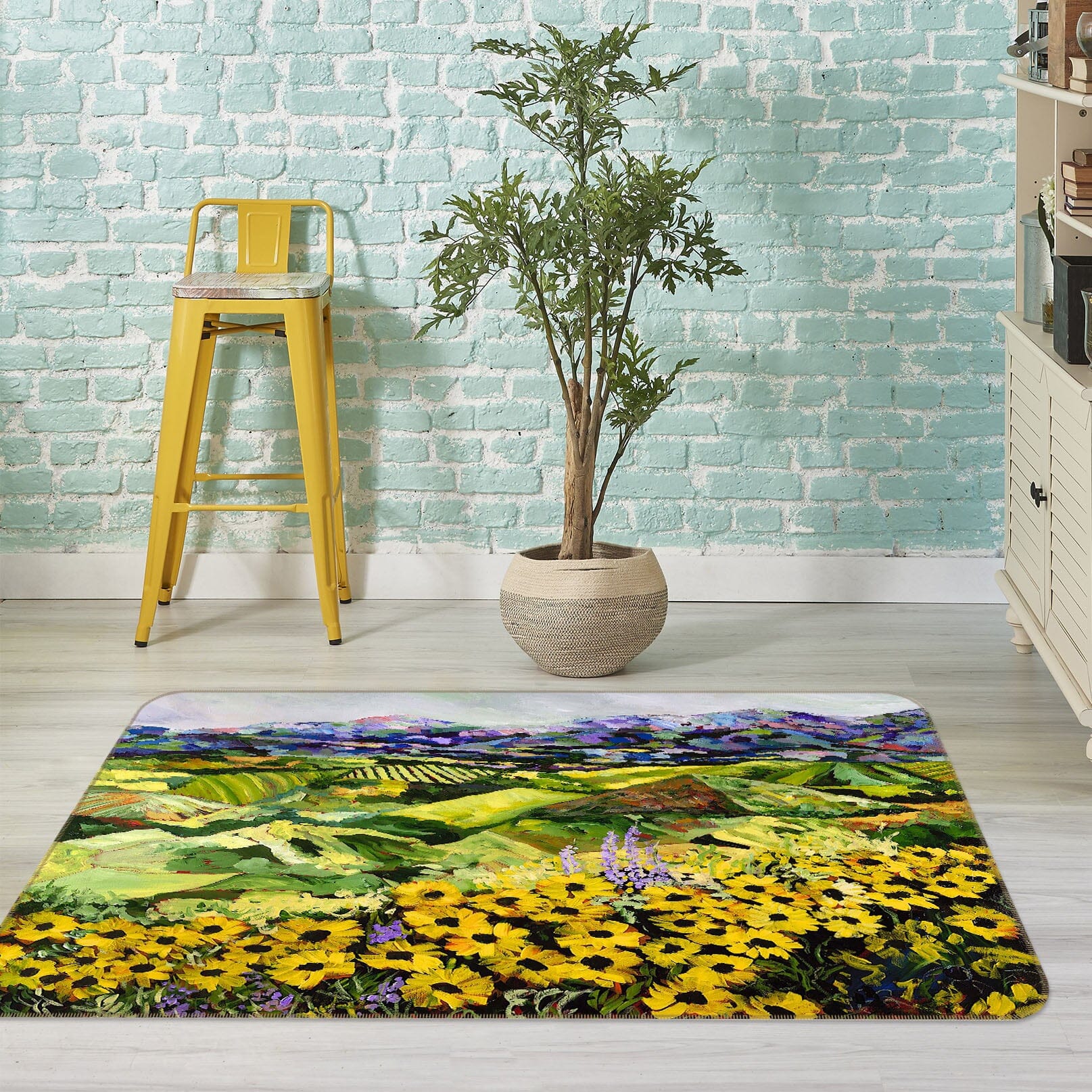 3D Yellow Flowers 1012 Allan P. Friedlander Rug Non Slip Rug Mat Mat AJ Creativity Home 