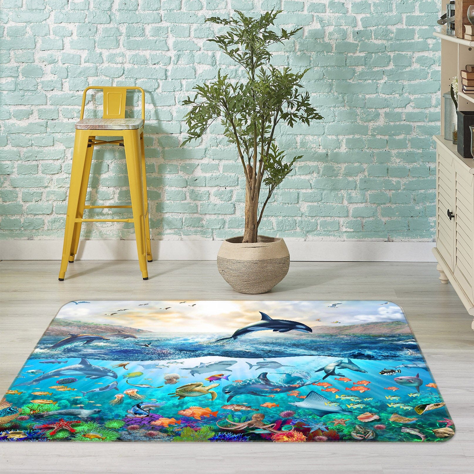 3D Marine Dolphin 1058 Adrian Chesterman Rug Non Slip Rug Mat Mat AJ Creativity Home 
