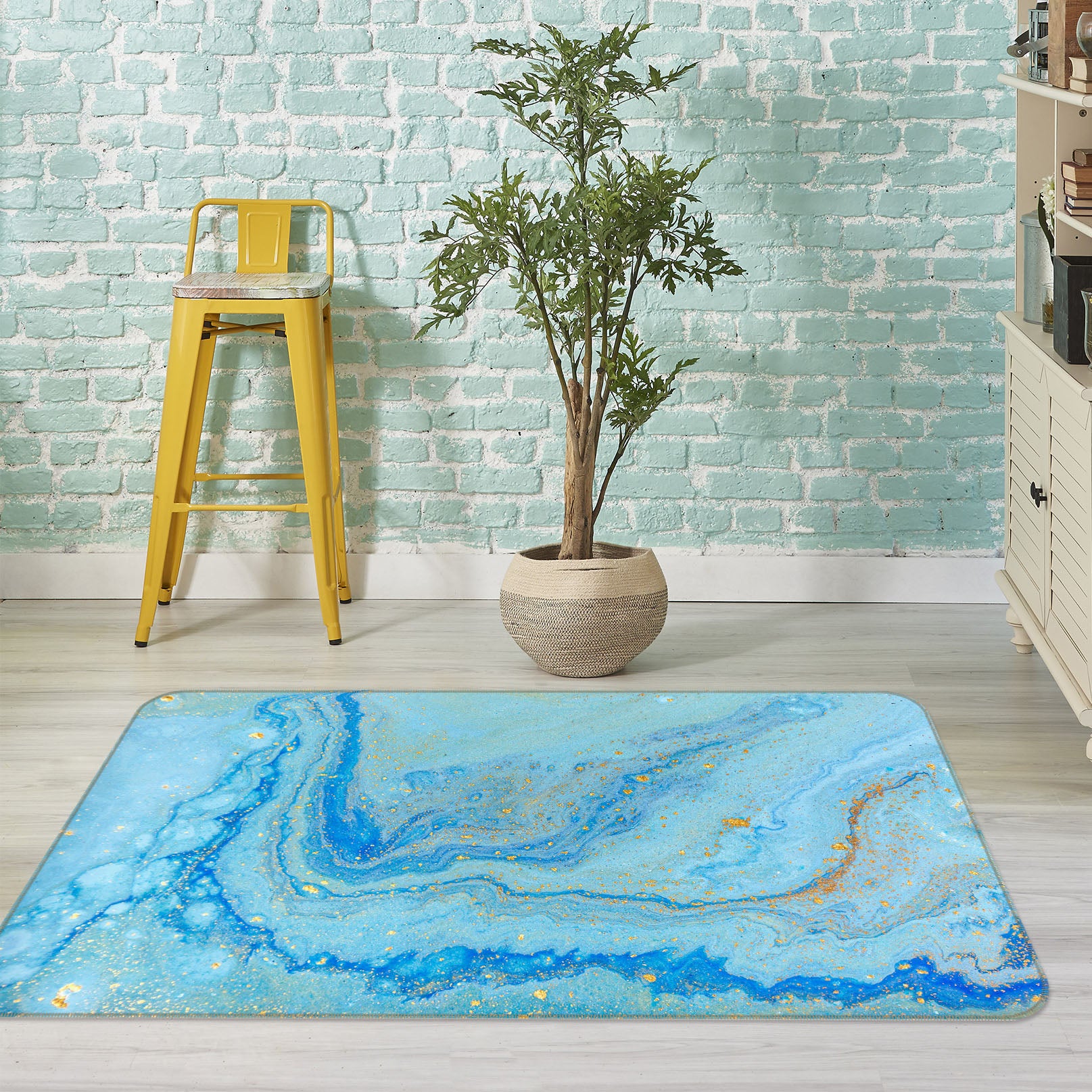 3D Blue Texture 31016 Non Slip Rug Mat