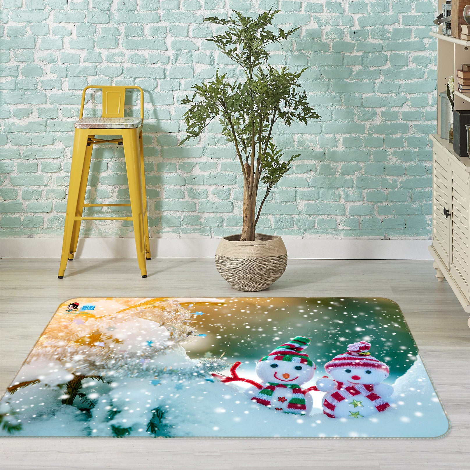 3D Snowman 55007 Christmas Non Slip Rug Mat Xmas