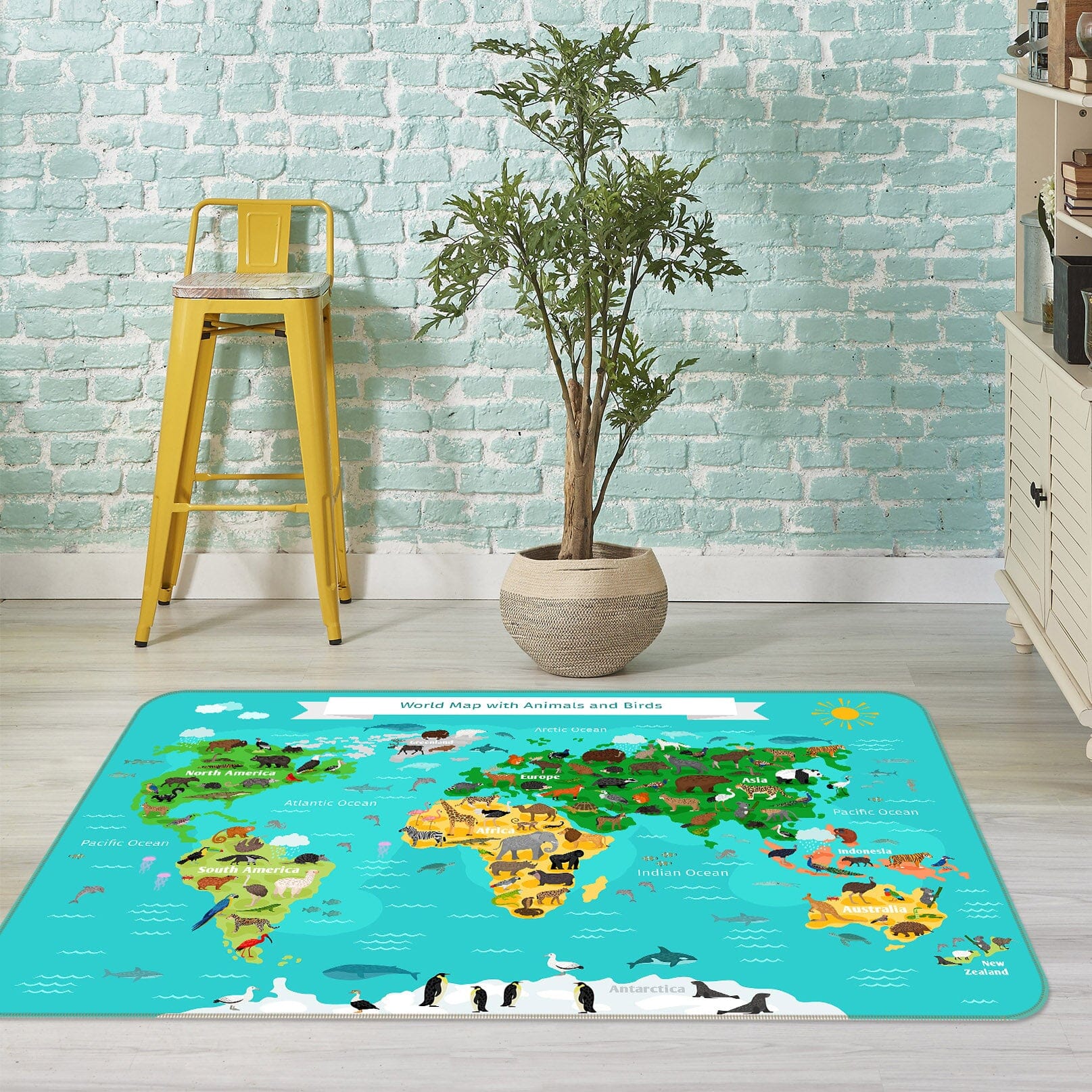 3D Island Forest 276 World Map Non Slip Rug Mat Mat AJ Creativity Home 