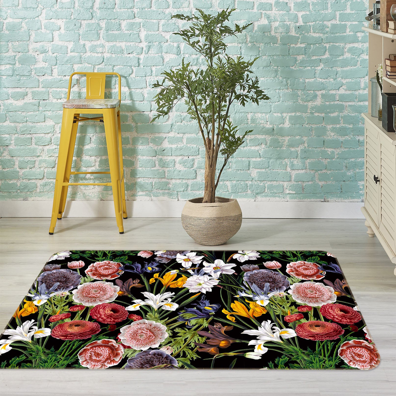 3D Color Peony 112 Uta Naumann Rug Non Slip Rug Mat