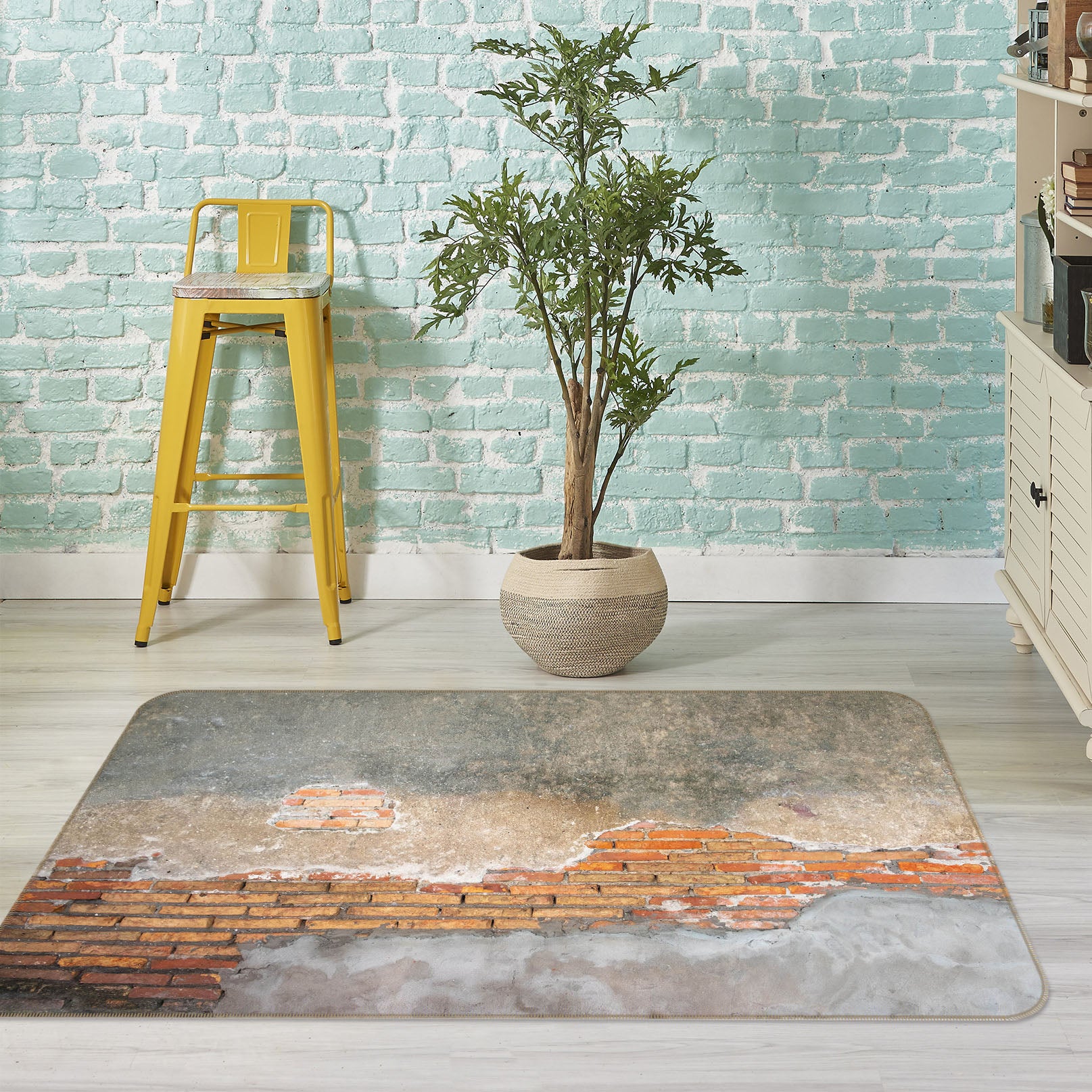 3D Red Brick Wall Pattern 31056 Non Slip Rug Mat