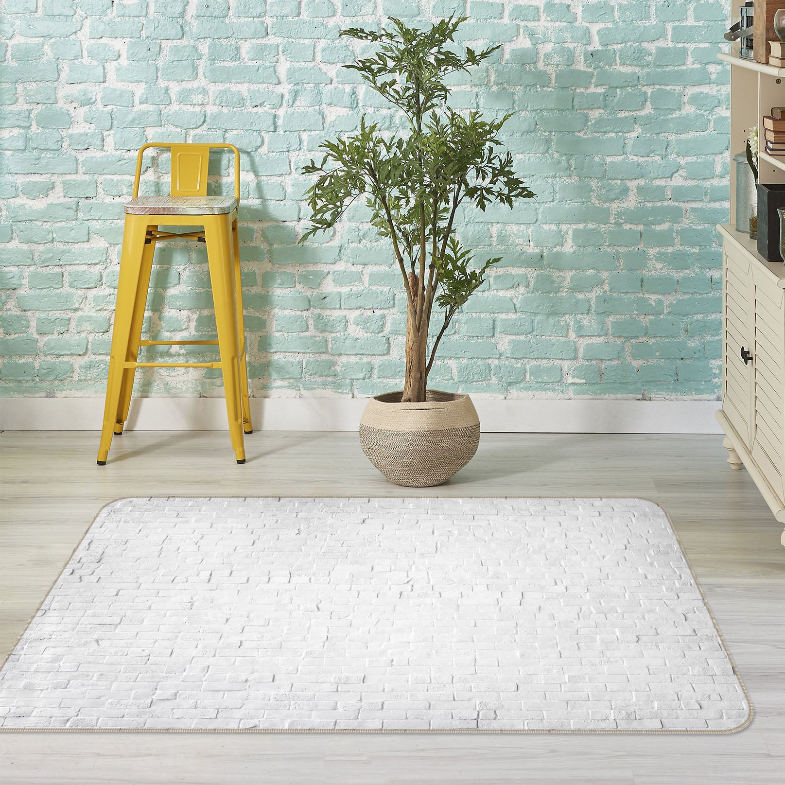 3D White Brick 31104 Non Slip Rug Mat