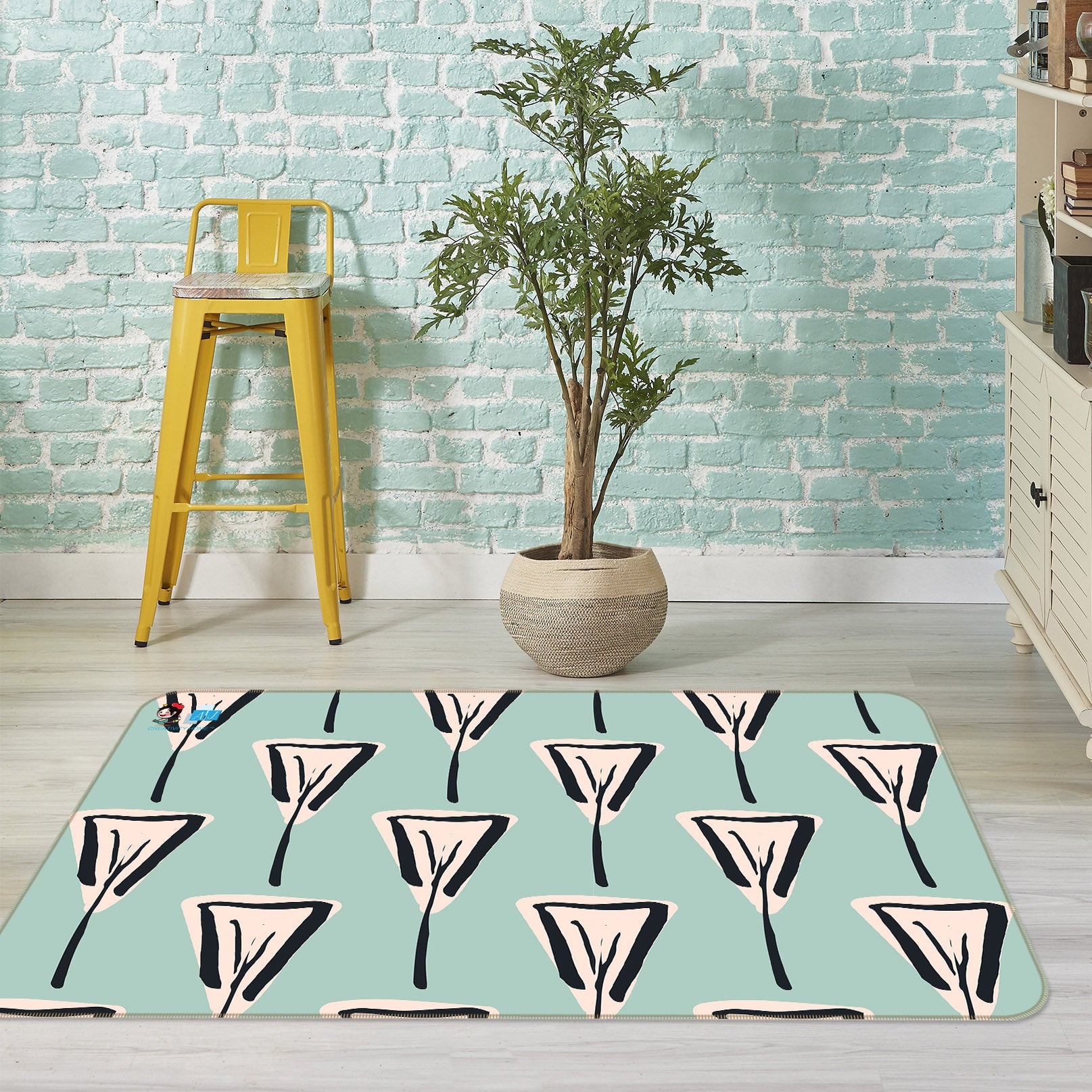 3D Triangle Flower Pattern 10760 Kashmira Jayaprakash Rug Non Slip Rug Mat