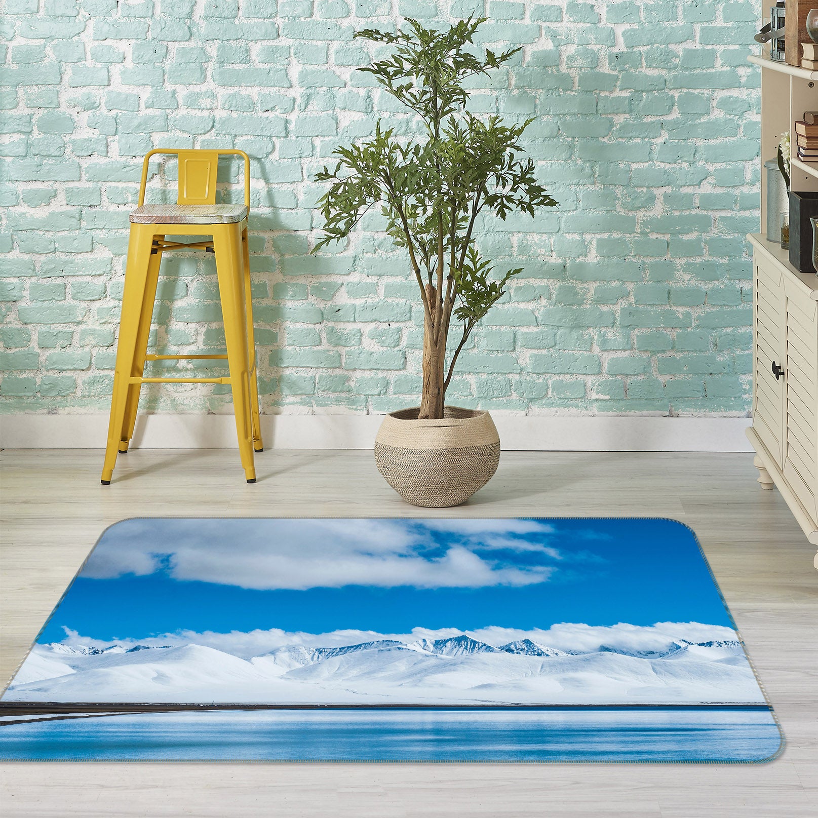 3D Sky Snow Mountain 35188 Non Slip Rug Mat