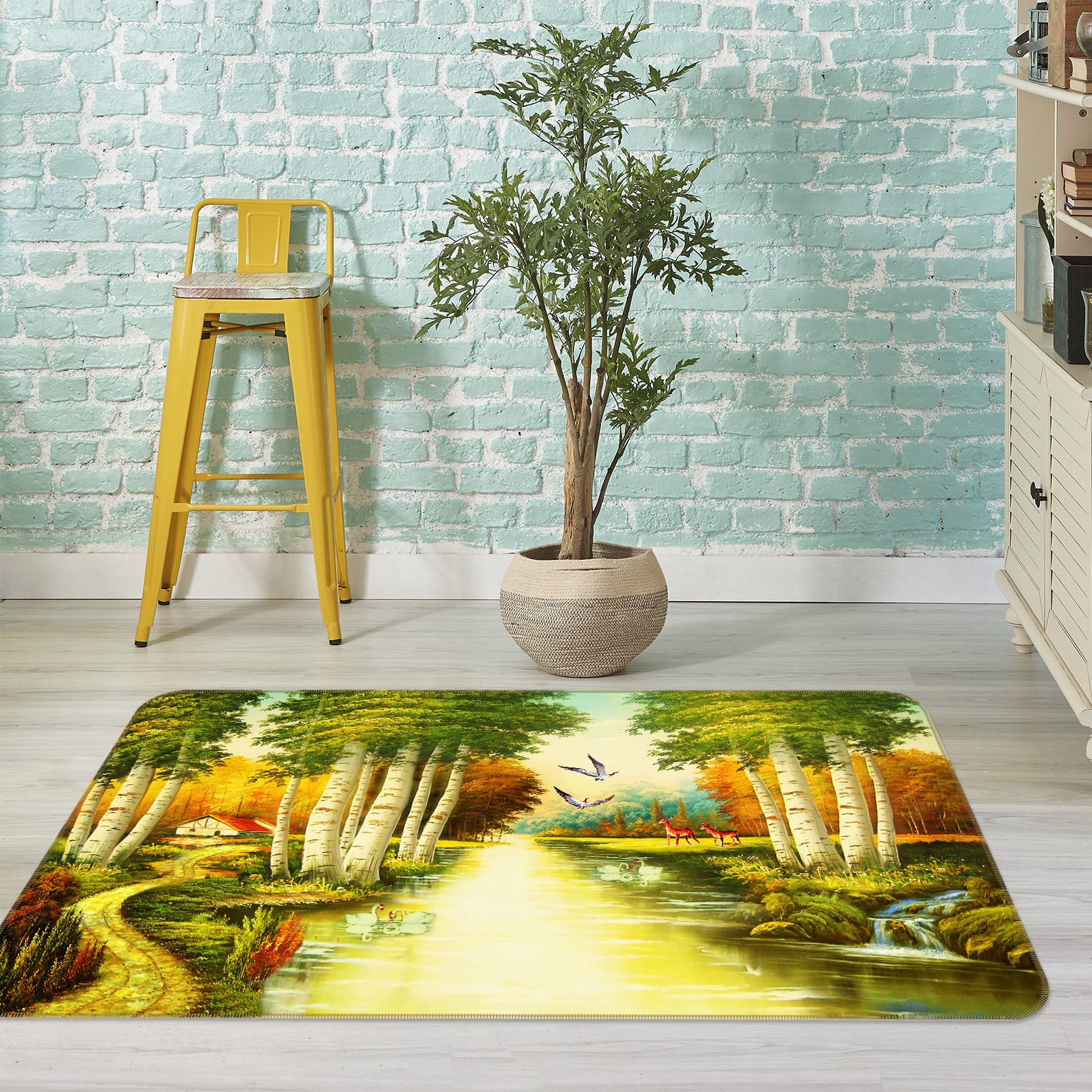 3D River Trees 33172 Non Slip Rug Mat