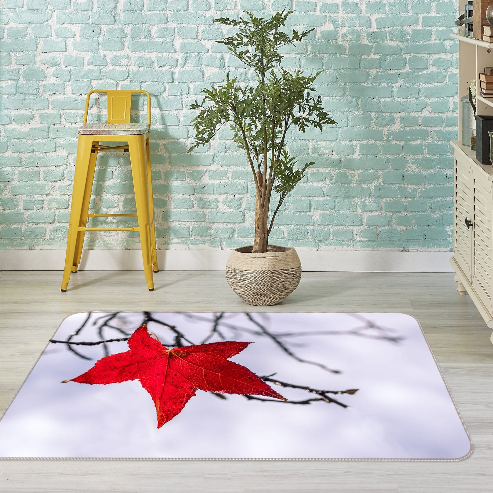 3D Red Leaf 1144 Marco Carmassi Rug Non Slip Rug Mat Mat AJ Creativity Home 