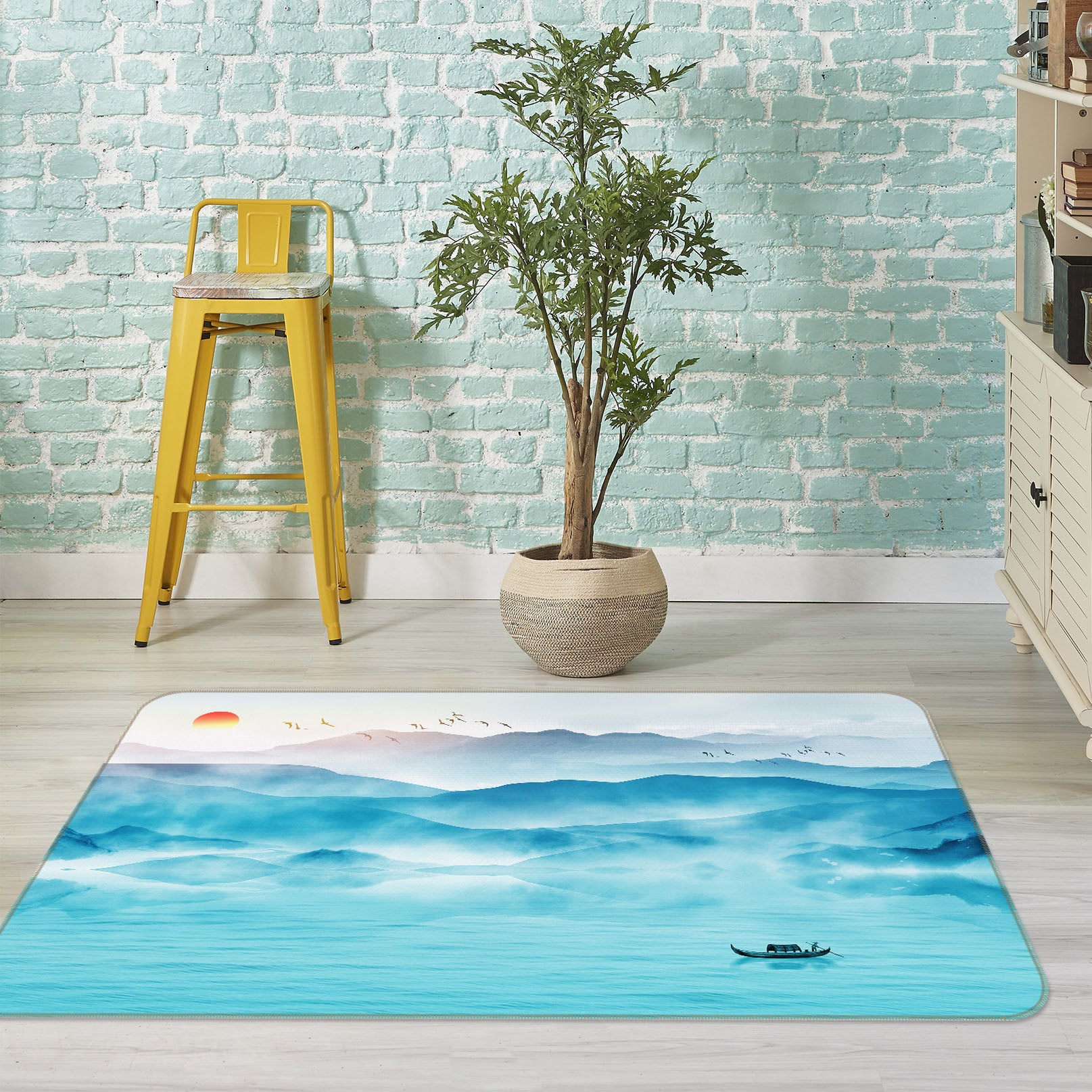 3D Mountains Rivers 34014 Non Slip Rug Mat