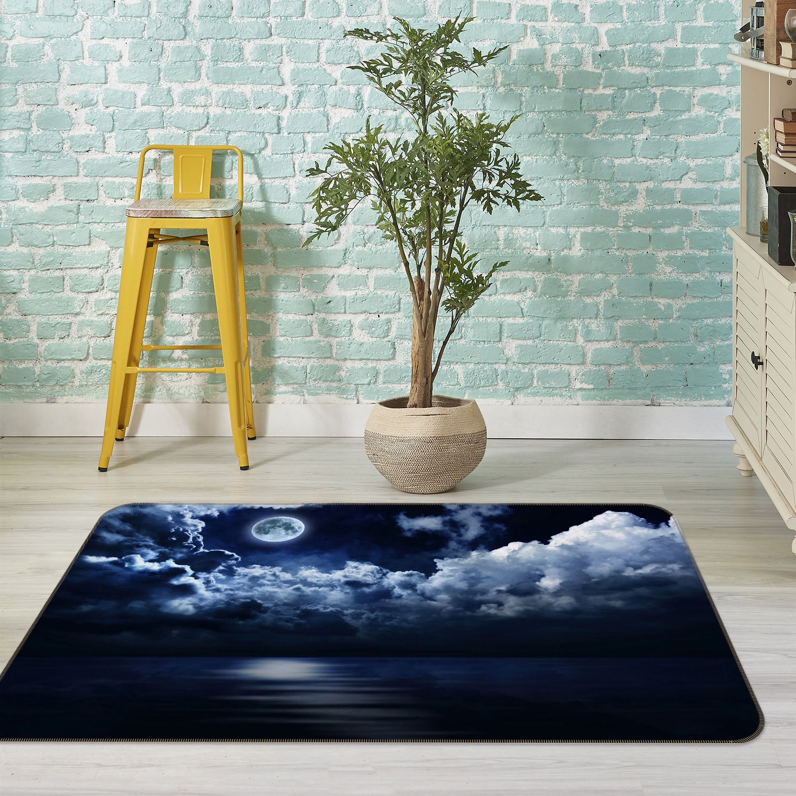 3D Moon Clouds 31148 Non Slip Rug Mat
